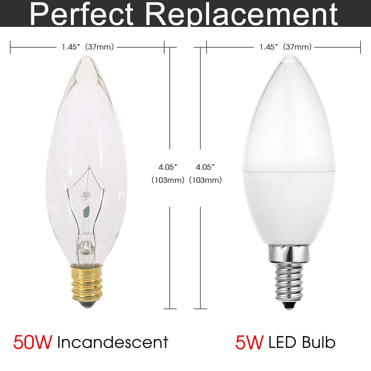 6Pack E12 6W LED Light Bulb,Candelabra 6W 60W Replacement Light Bulbs E12 Base 120V Cool White 5000K