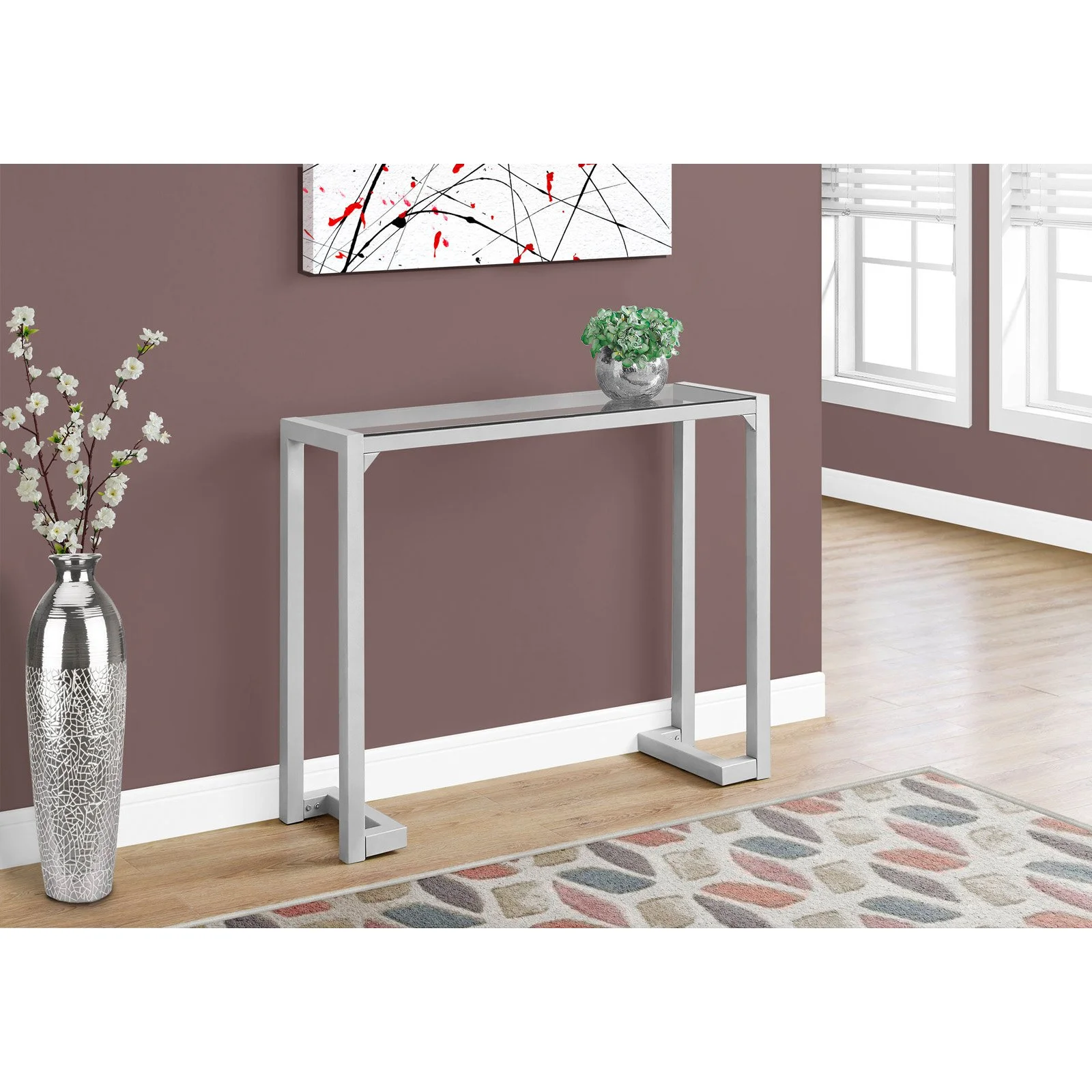 Accent Table Console Entryway Narrow Sofa Bedroom Metal Black
