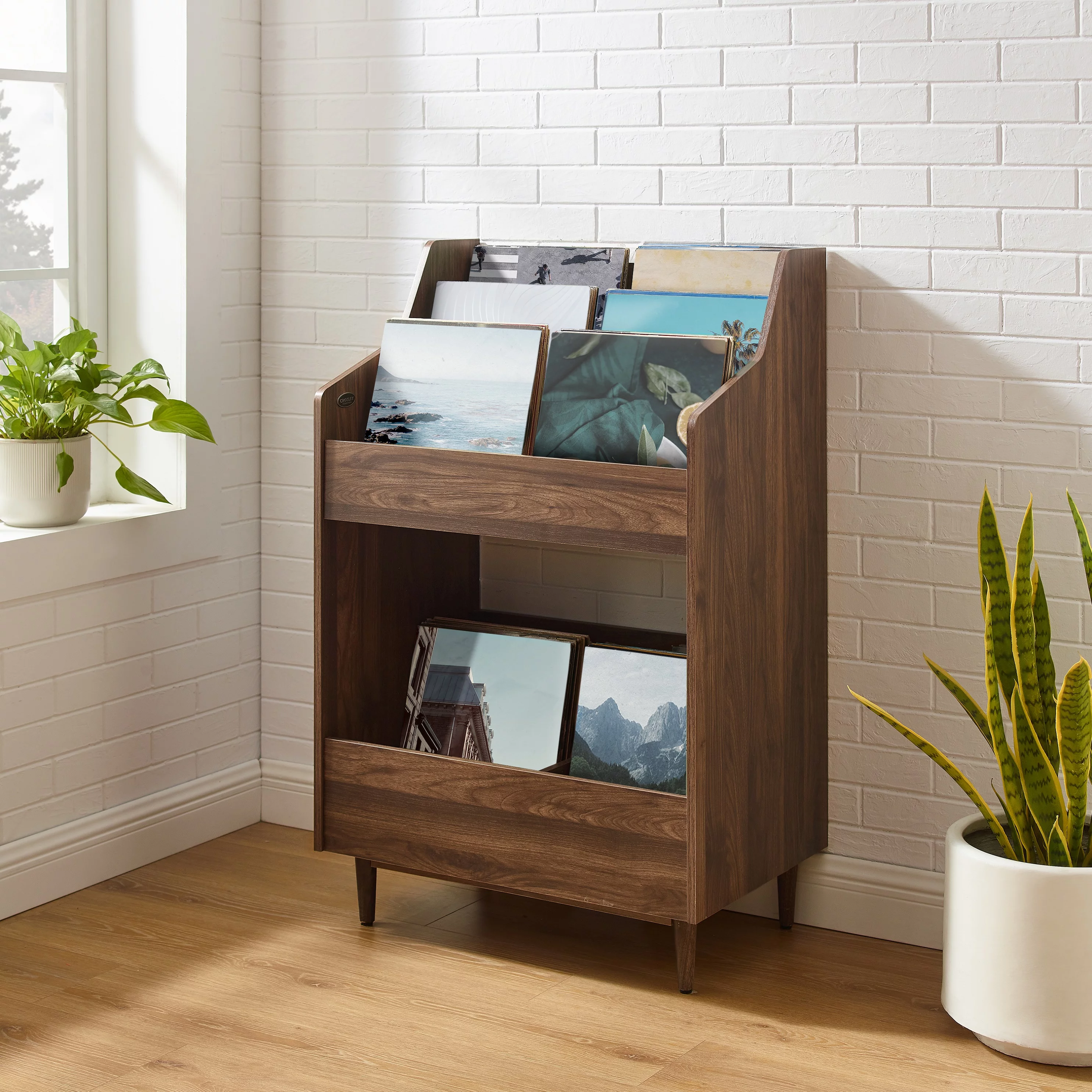 Liam Record Storage Stand Walnut