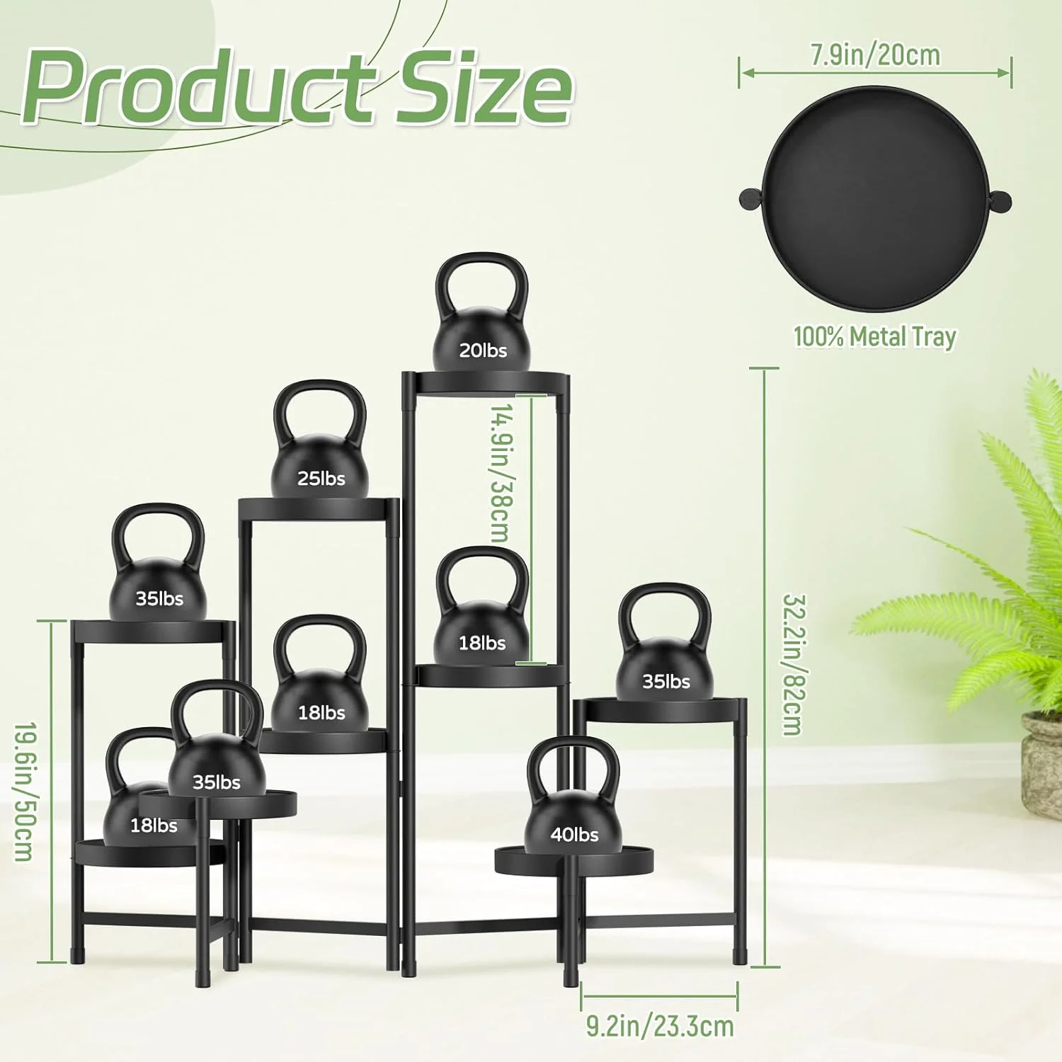 9 Tier Metal Plant Stand: Indoor/Outdoor Tall Corner Shelf for Multiple Plants, Folding Flower Display Rack (Black)