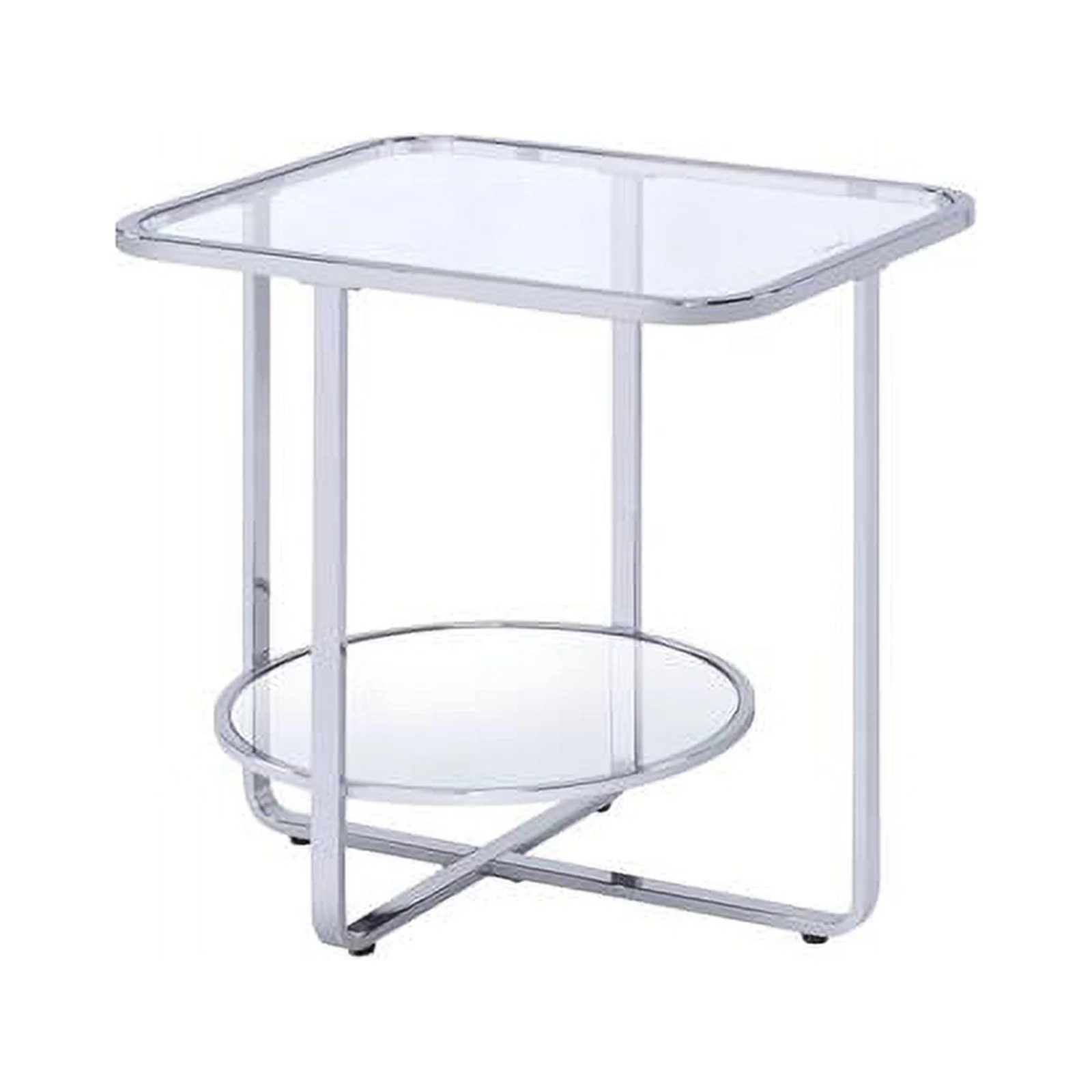 Bowery Hill Modern End Table in Chrome and Glass