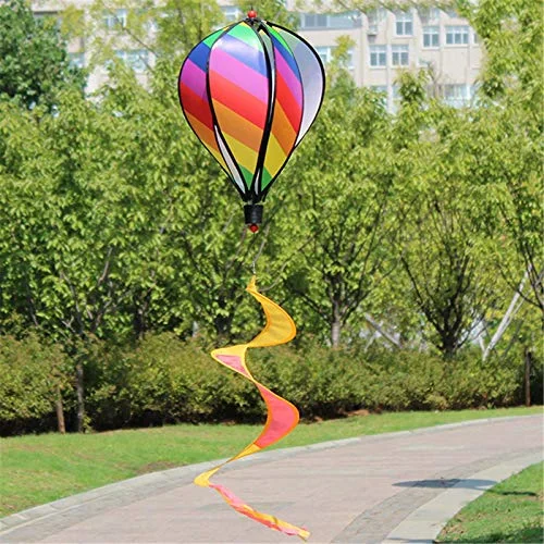 WOVTE 2 Pack Hot Air Balloon Wind Spinner Hanging Spinning Windmill for Outdoor Garden Yard Home Decoration Ornaments Toys(Rainbow)