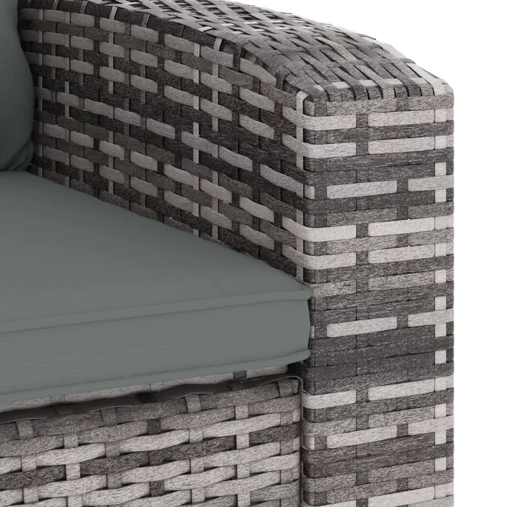 Anself Patio Reclining Chair with Cushions Gray Poly Rattan