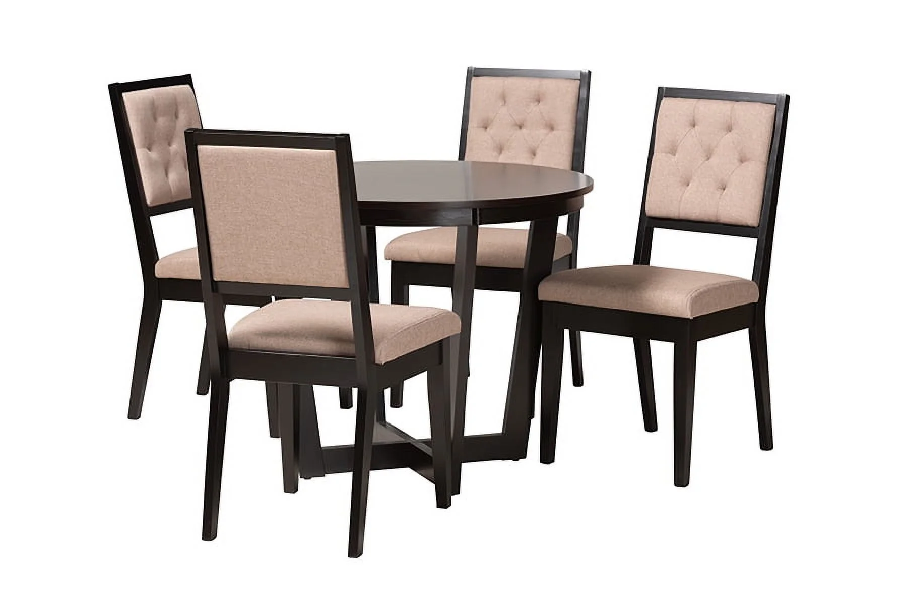 Baxton Studio Kala Modern Beige Fabric and Dark Brown Finished Wood 5-Piece Dining Set