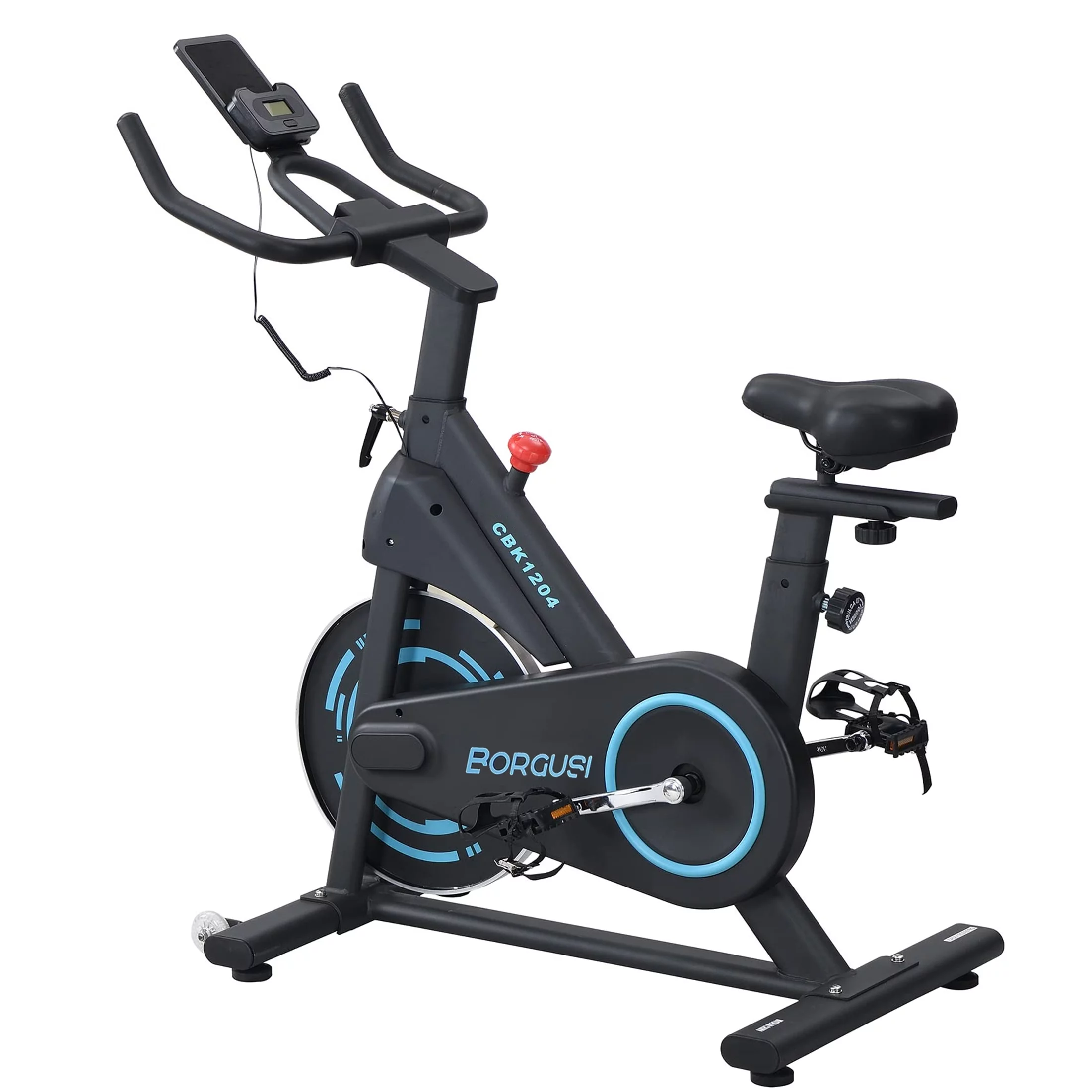 BORGUSI Exercise Bike Stationary Recumbent Cycling Bike Belt Drive, LCD Display, Indoor Cycle Bike with Device Holder, Adjustable Handlebar and Comfortable Seat for Home Cardio Workout