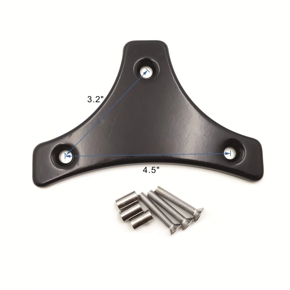 HTT- Motorcycle Gloss Black Heavy Metal Sissy Bar Backrest Pad Mount Kit w/ Flat Plate For 2009-2017 Harley Touring