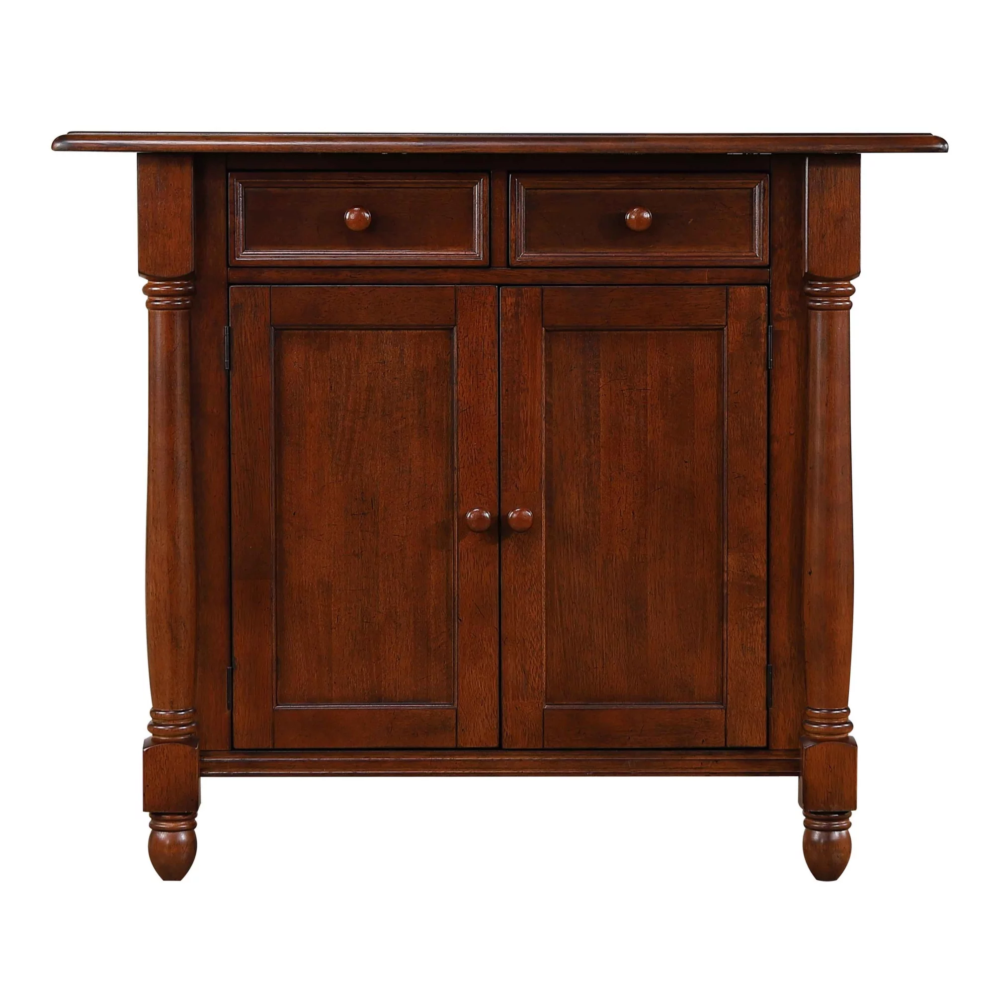 Sunset Trading Andrews Drop Leaf Traditional Wood Kitchen Island in Chestnut