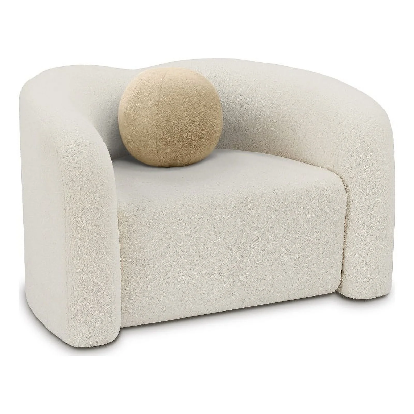 Meridian Furniture Kali Cream Faux Shearling Teddy Fabric Chair