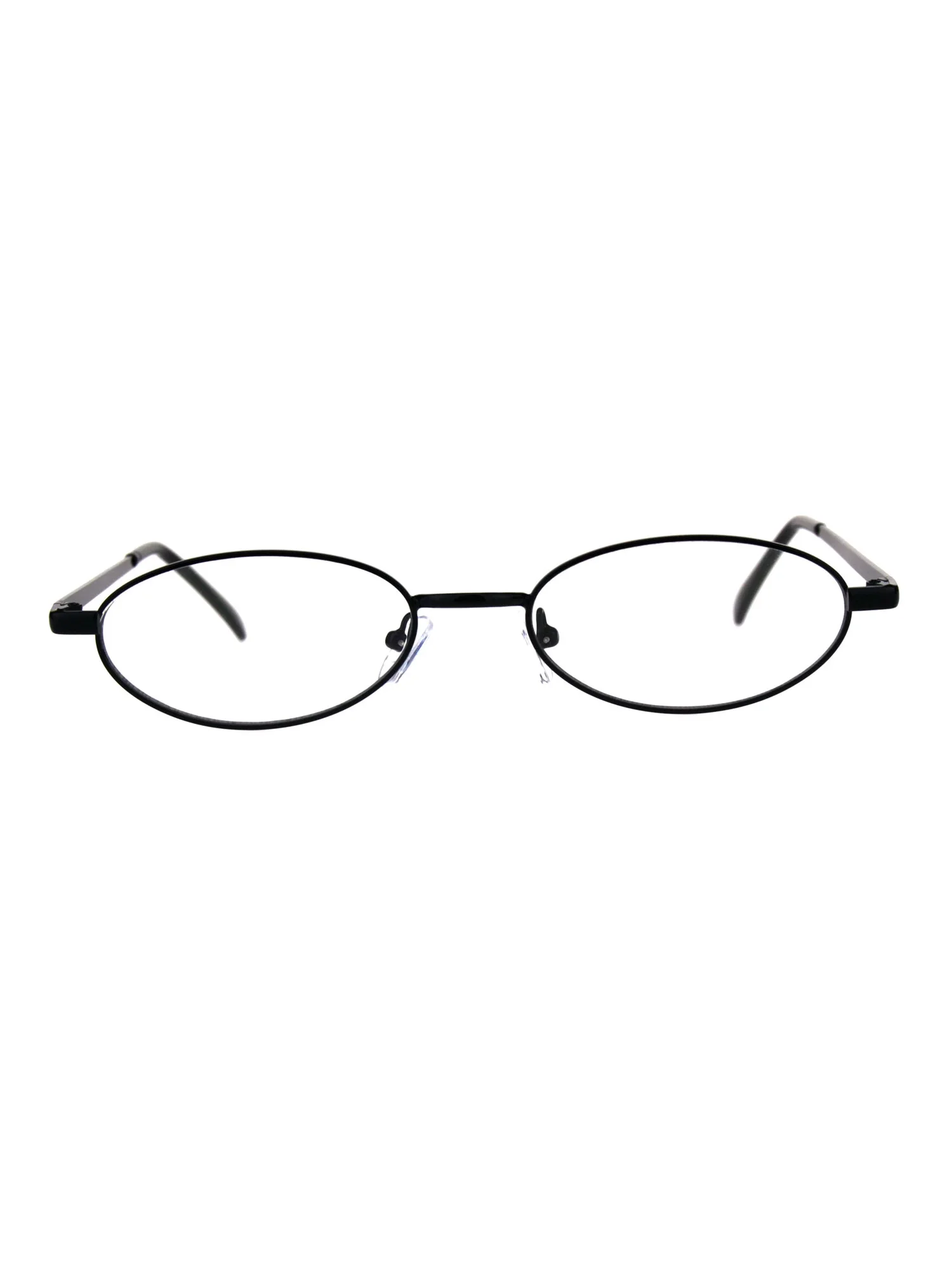 Extra Narrow Oval Metal Rim Round Retro Vintage Clear Lens Eye Glasses Black