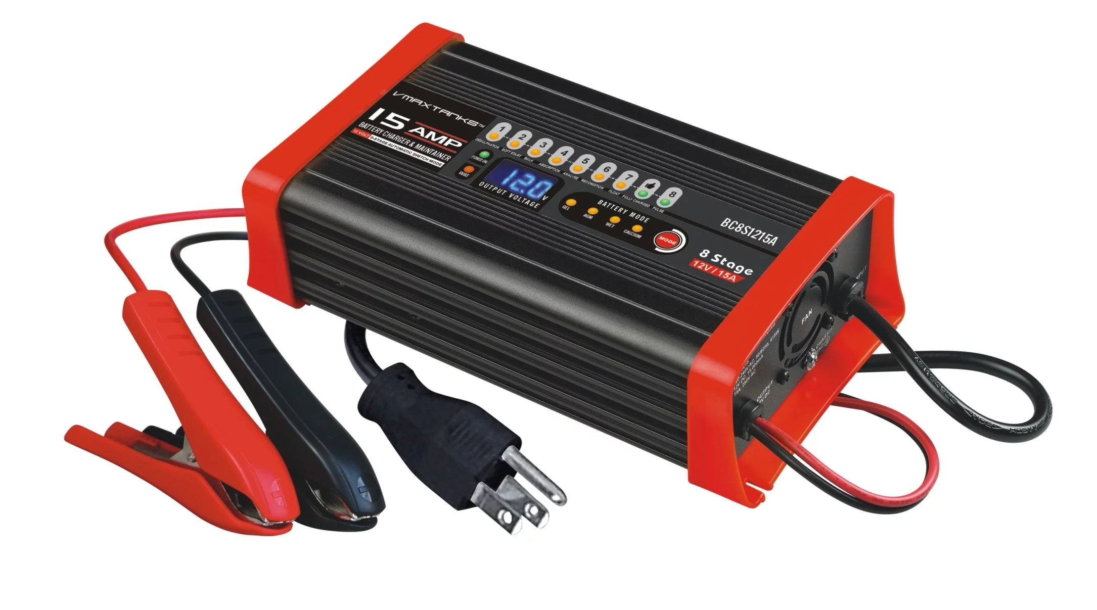 SMART CHARGER VMAXTANKS BC8S1215A 12V 15A 8 Stage Compatible with Trojan Marine RV Battery COMP Smart Charger/Maintainer