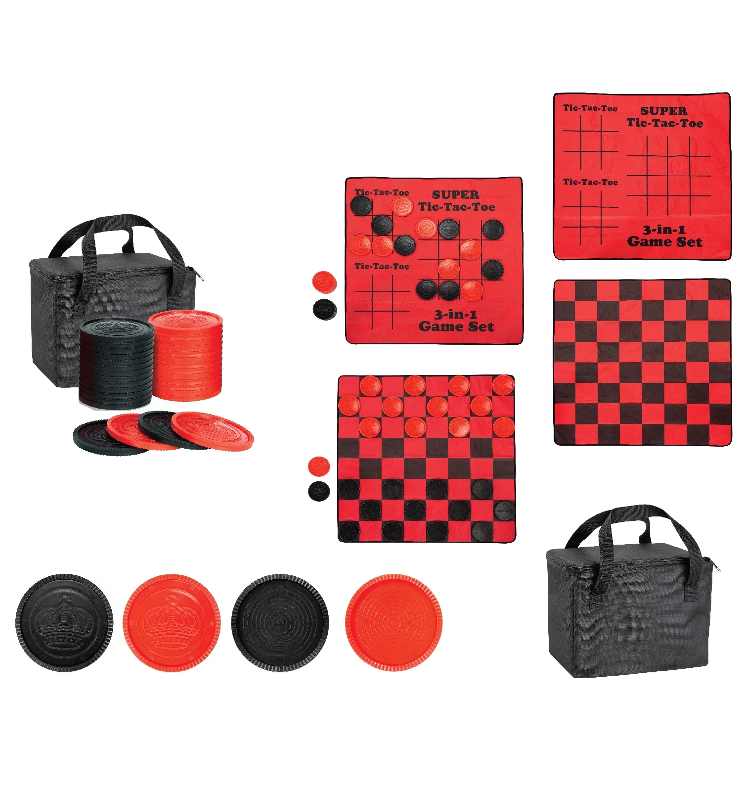 Etna 3-in-1 Giant Checkers & Tic Tac Toe Game Set