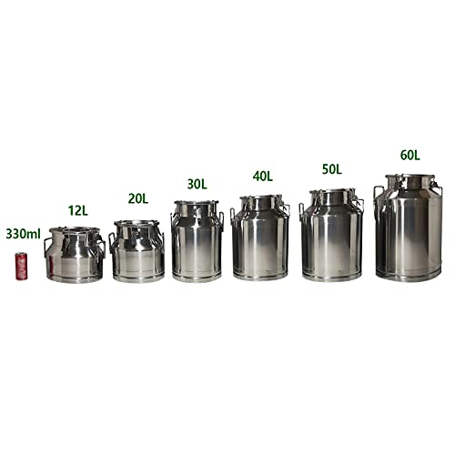 60L/ 16Gallon Stainless Steel Milk Can Wine Milk bucket Wine Pail Bucket Milk Can Tote Jug with Sealed Lid Heavy Duty (60L/ 16Gallon)