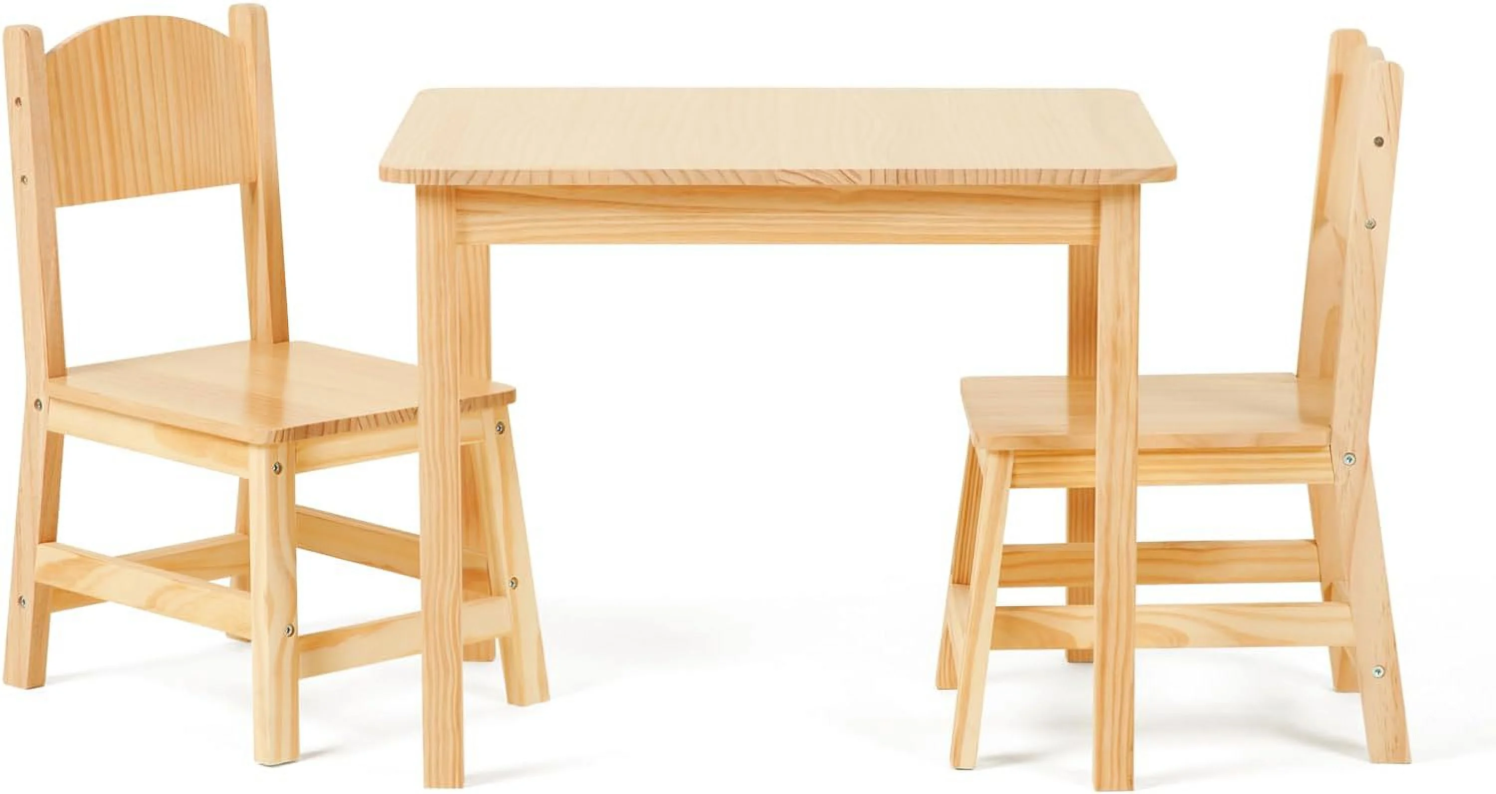 OUWI Solid Wooden Kids Table and Chair Set, Stable and Sturdy, Toddler Table and 2 Chairs Set for Arts, Crafts, Reading, Preschool, Kindergarten, Playroom