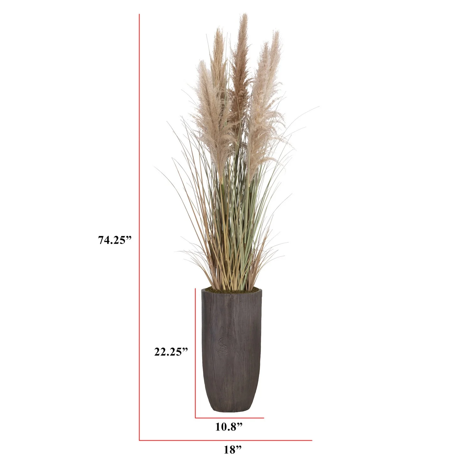 Tall Faux Pampas Grass | 74.25” Tall grass in planter | Vintage Home