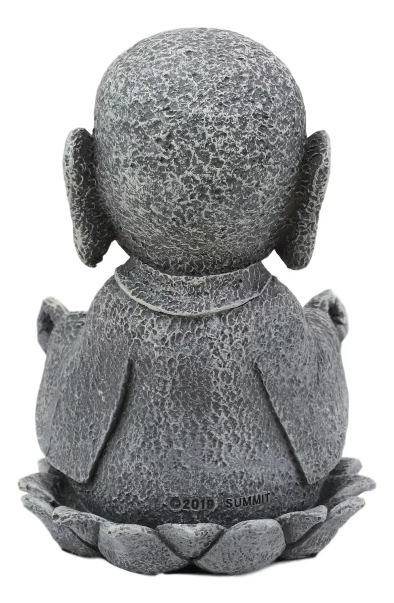 Ebros Zen Meditating Japanese Jizo Monk With Om Hand On Lotus Statue 4