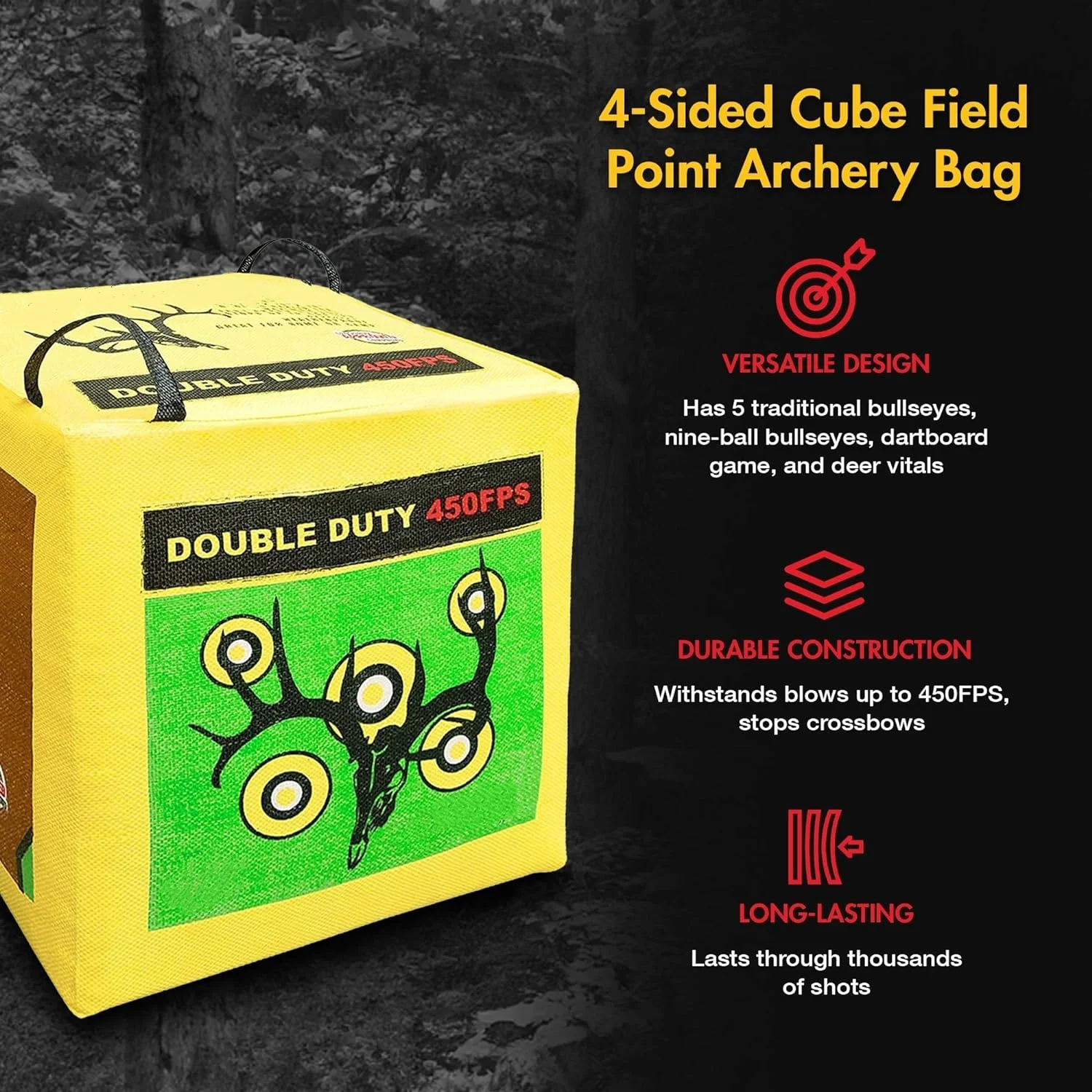Double Duty 450 FPS Cube Field Point Archery Bag Target, Yellow