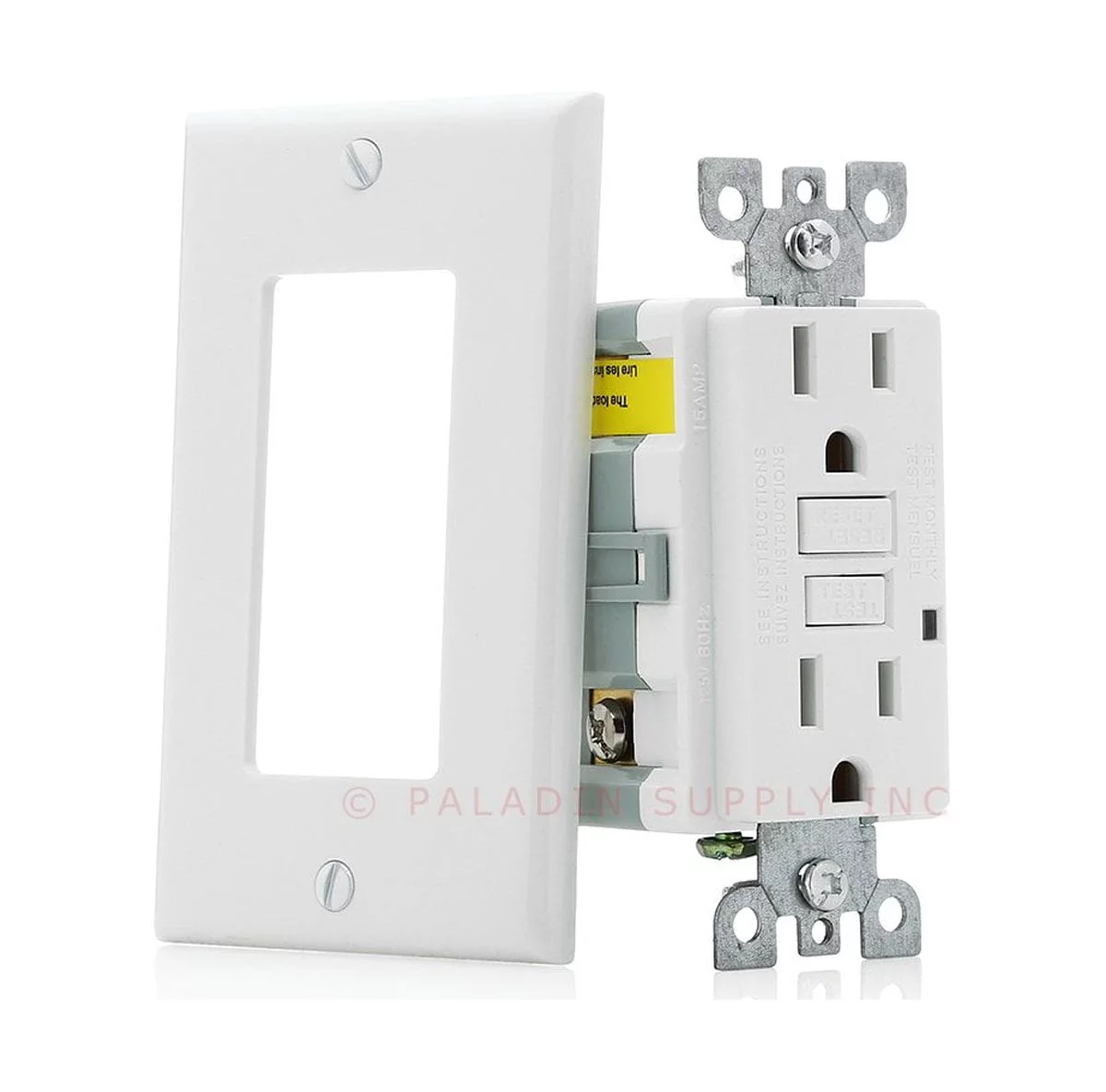 15A GFCI GFI Receptacle Outlet W/Wallplate & LED Indicator - UL Certified, White, 15 Amp 125V (1 Pack)