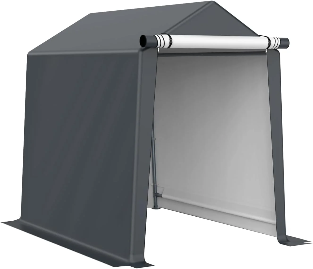 6x8FT Outdoor Storage Shelter Carport, Portable Shelter Heavy Duty Storage Shed Carport with Roll-up Zipper Door for Bike, Motorcycle, Garden Storage, Waterproof and UV Resistant, Gray