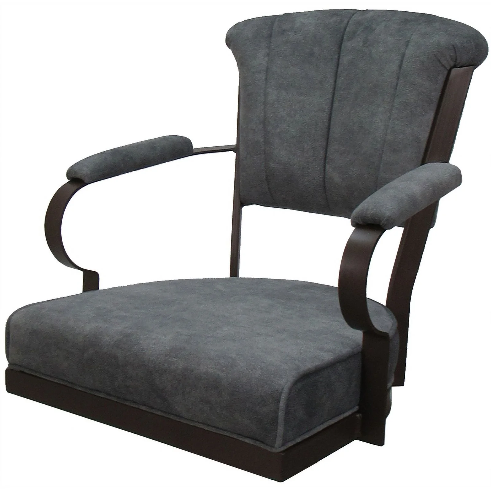 Miami Swivel Tilt Metal Caster Chair - Dark Gray Fabric - Brown Frame