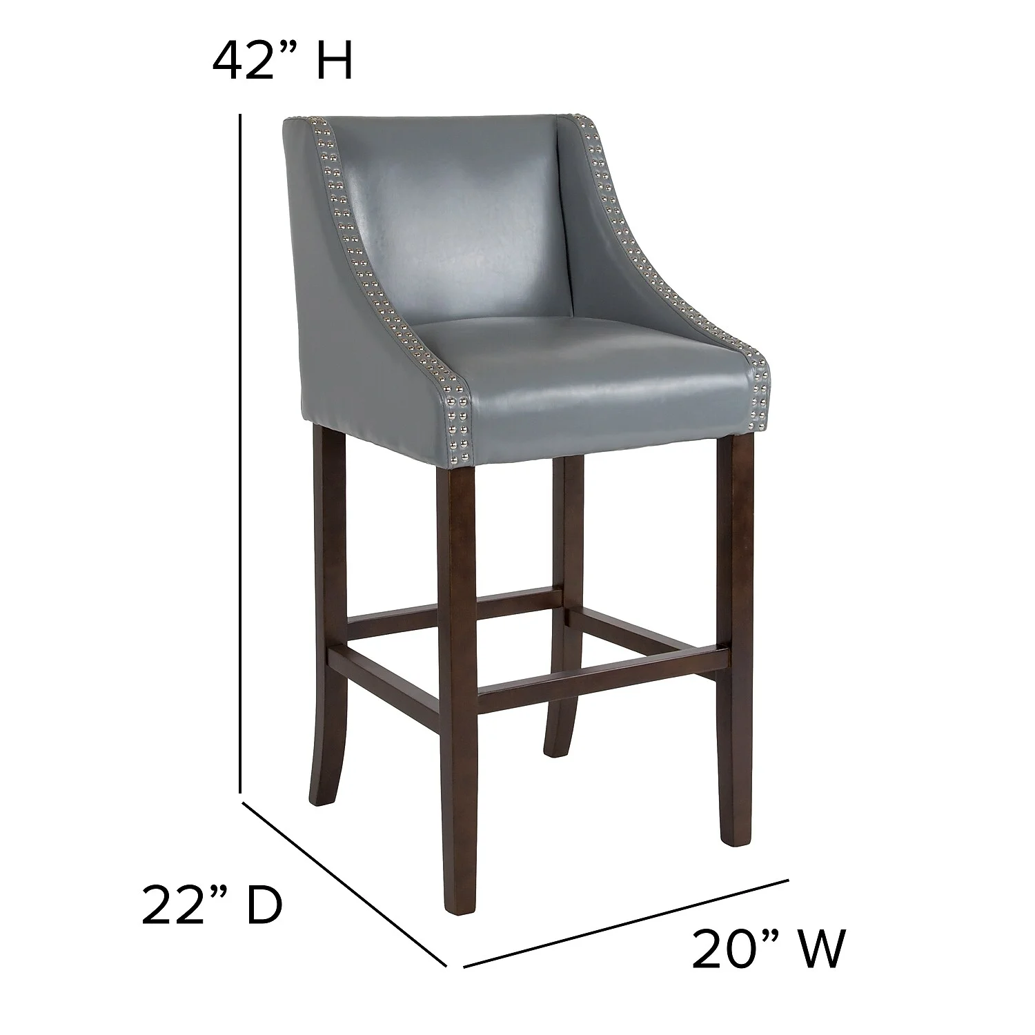 Flash Furniture Carmel Transitional Faux Leather Barstool, Light Gray, Set of 2