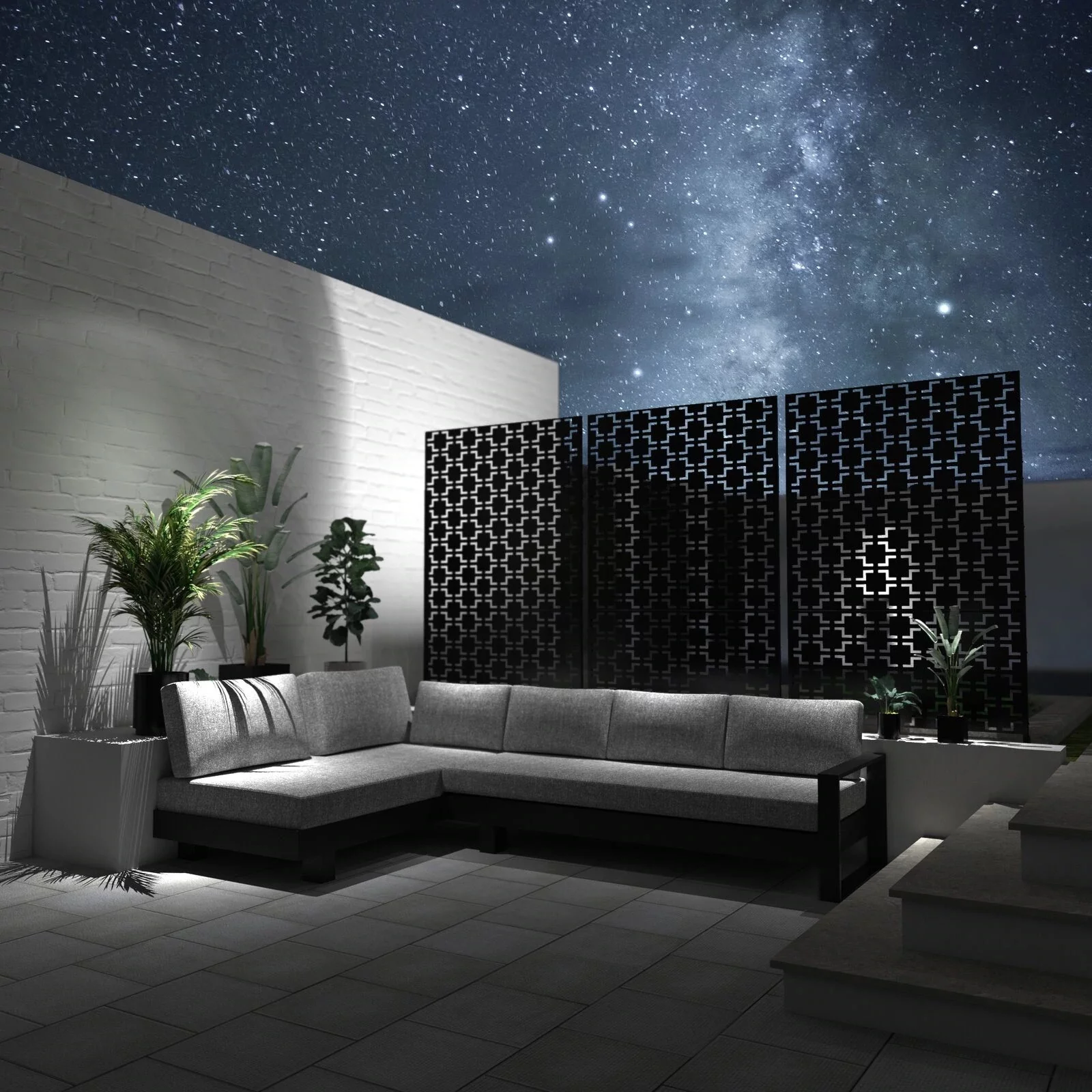 6.33 ft. H x 3.93 ft. W Laser Cut Metal Privacy Screen