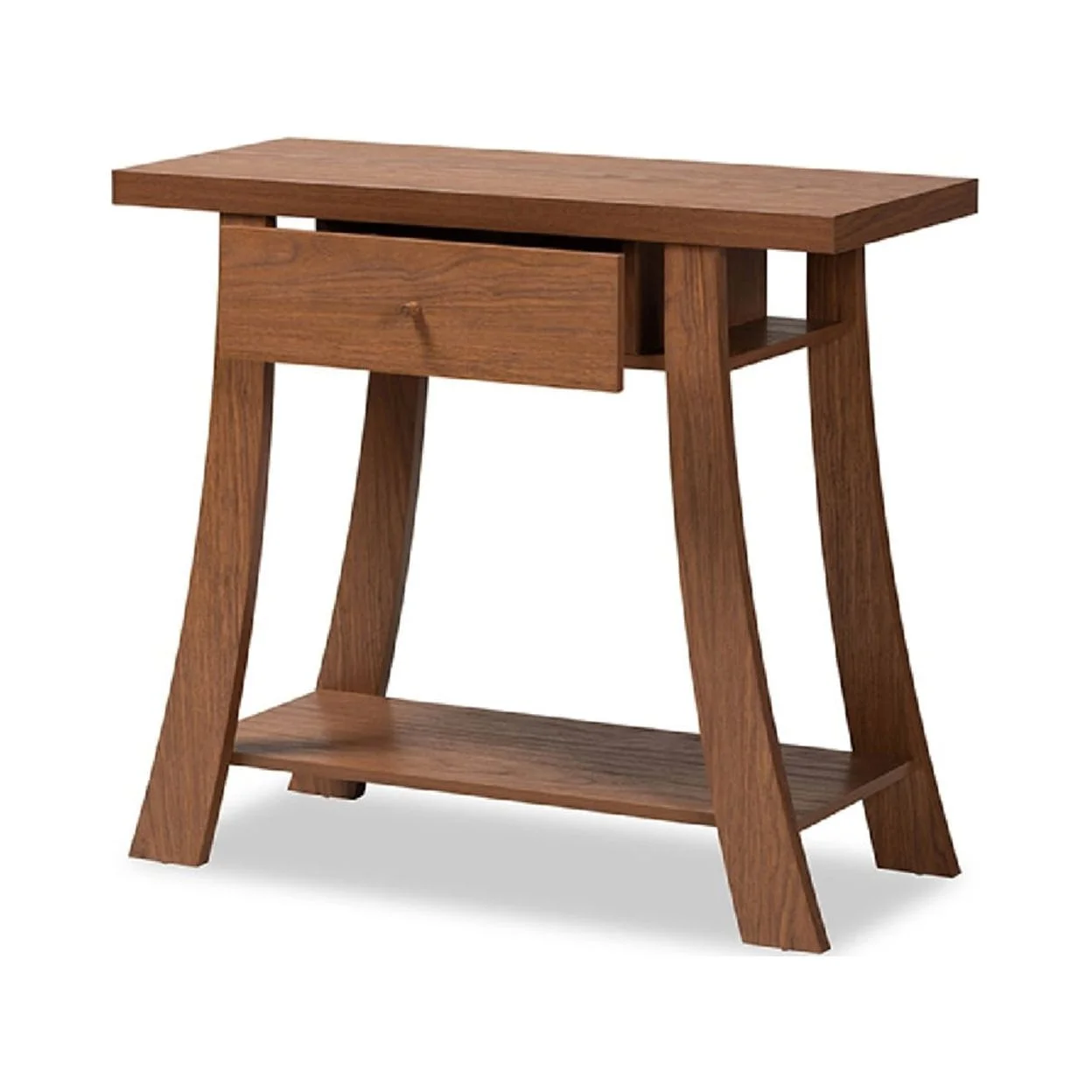 Baxton Studio Herman Modern and Contemporary Walnut Brown Finished Wood 1-Drawer Console Table