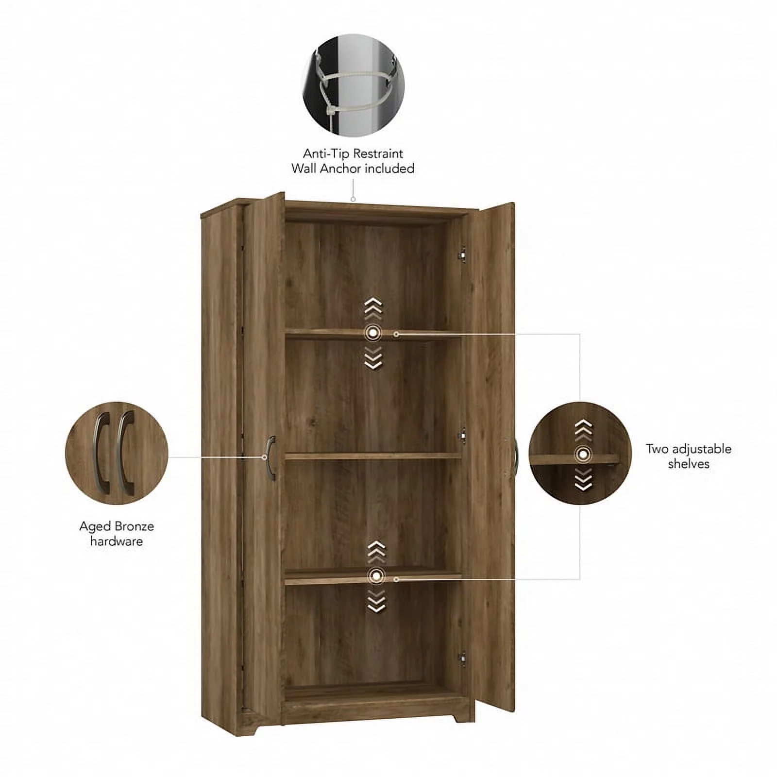 Bowery Hill Tall Bathroom Cabinet in Reclaimed Pine - Engineered Wood