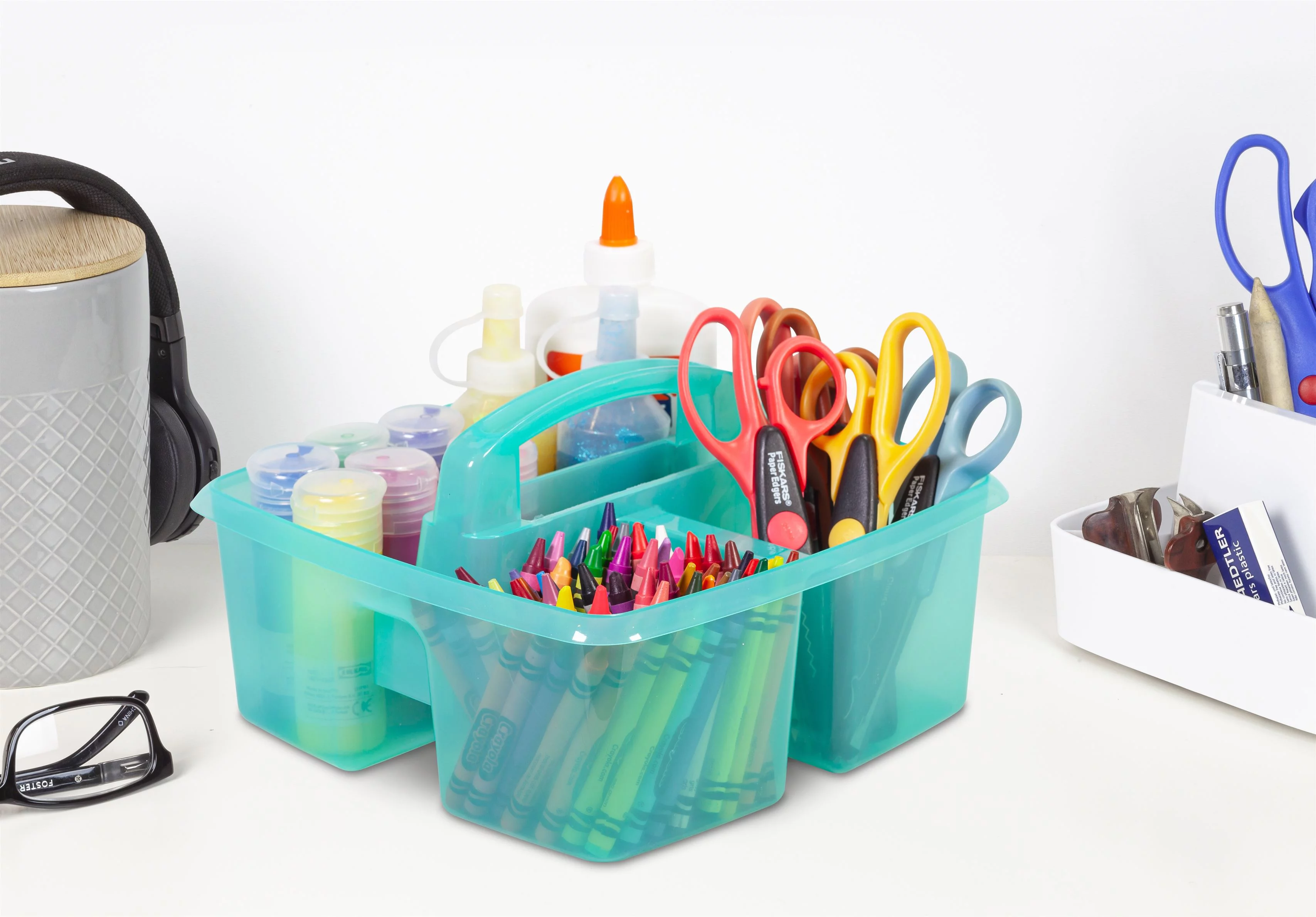 Pen+Gear Plastic Caddy, Craft and Hobby Organizer, Clear Green