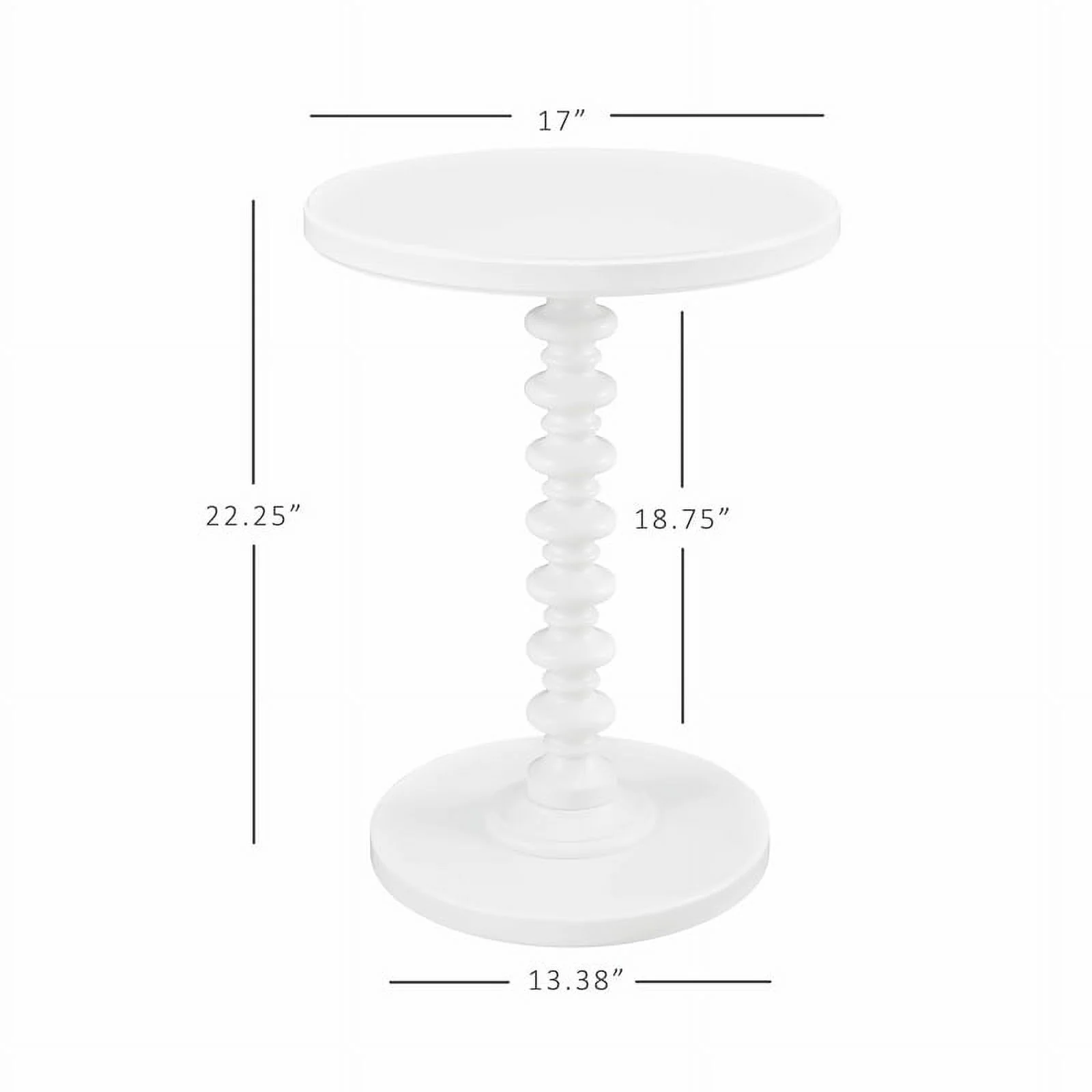 Pemberly Row Traditional Round Spindle Wood Accent Table in White