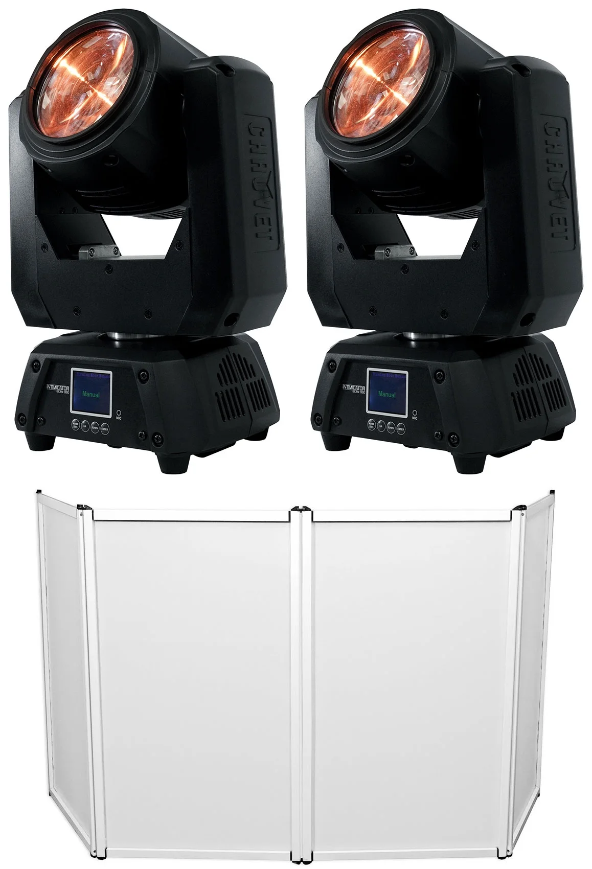 (2) Chauvet DJ Intimidator Beam Q60 60w RGBW LED Moving Head Lights + Facade