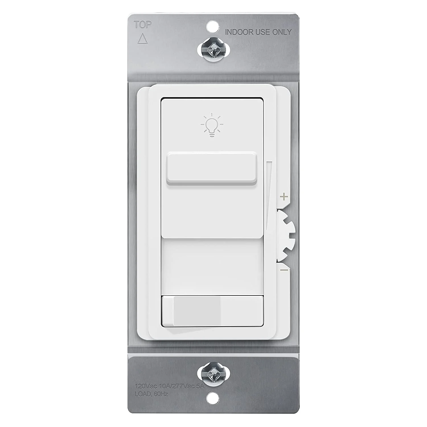 TOPGREENER Kalide Low Voltage Dimmer Light Switch, 0-10V, 3-Way or Single Pole, 120VAC 60Hz, 120VAC 10A/ 277VAC 5A LED, TGSDS-010-W, White