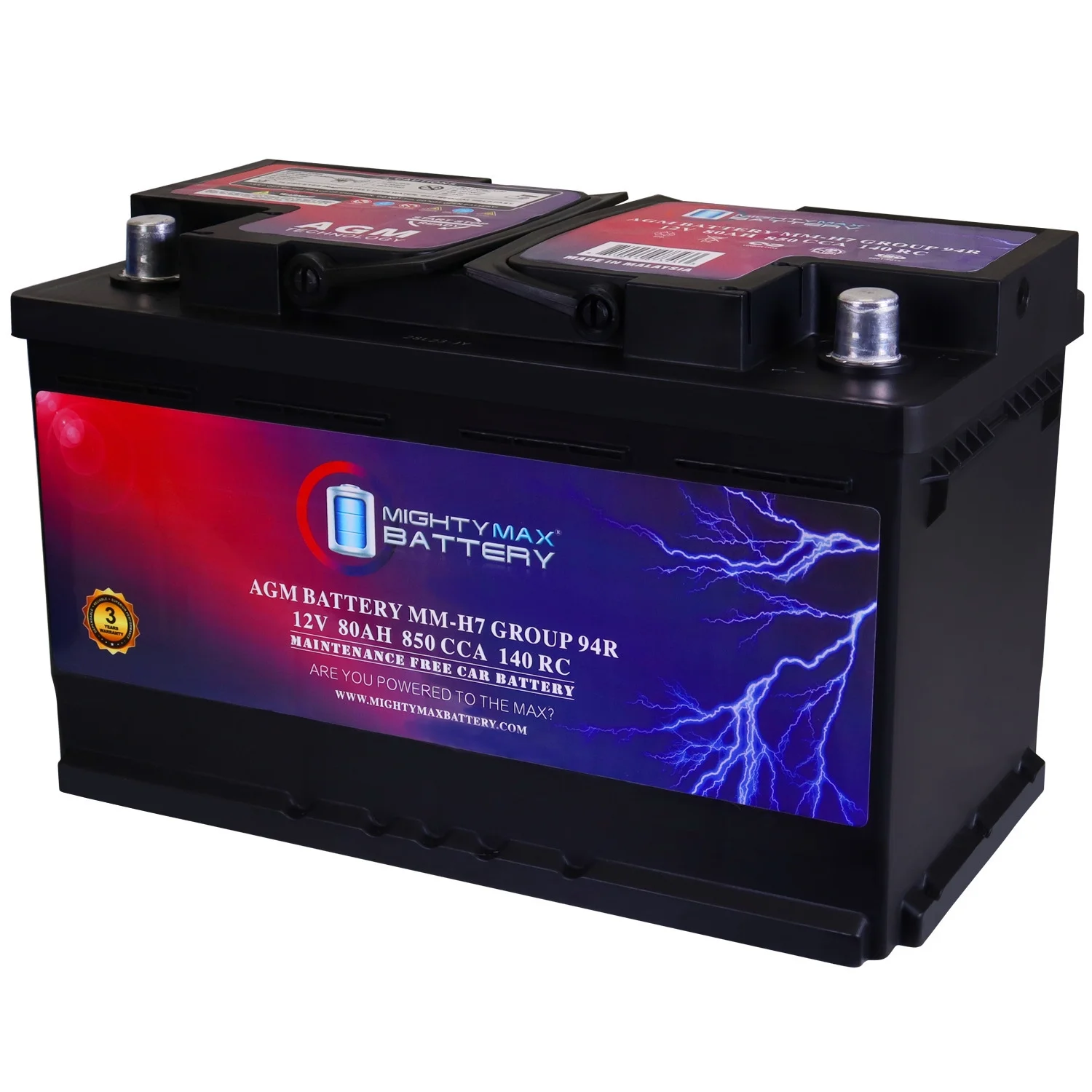 MM-H7 Group 94R 12V 80AH 140RC 850 CCA Replacement Battery Compatible with Audi S5 08-17