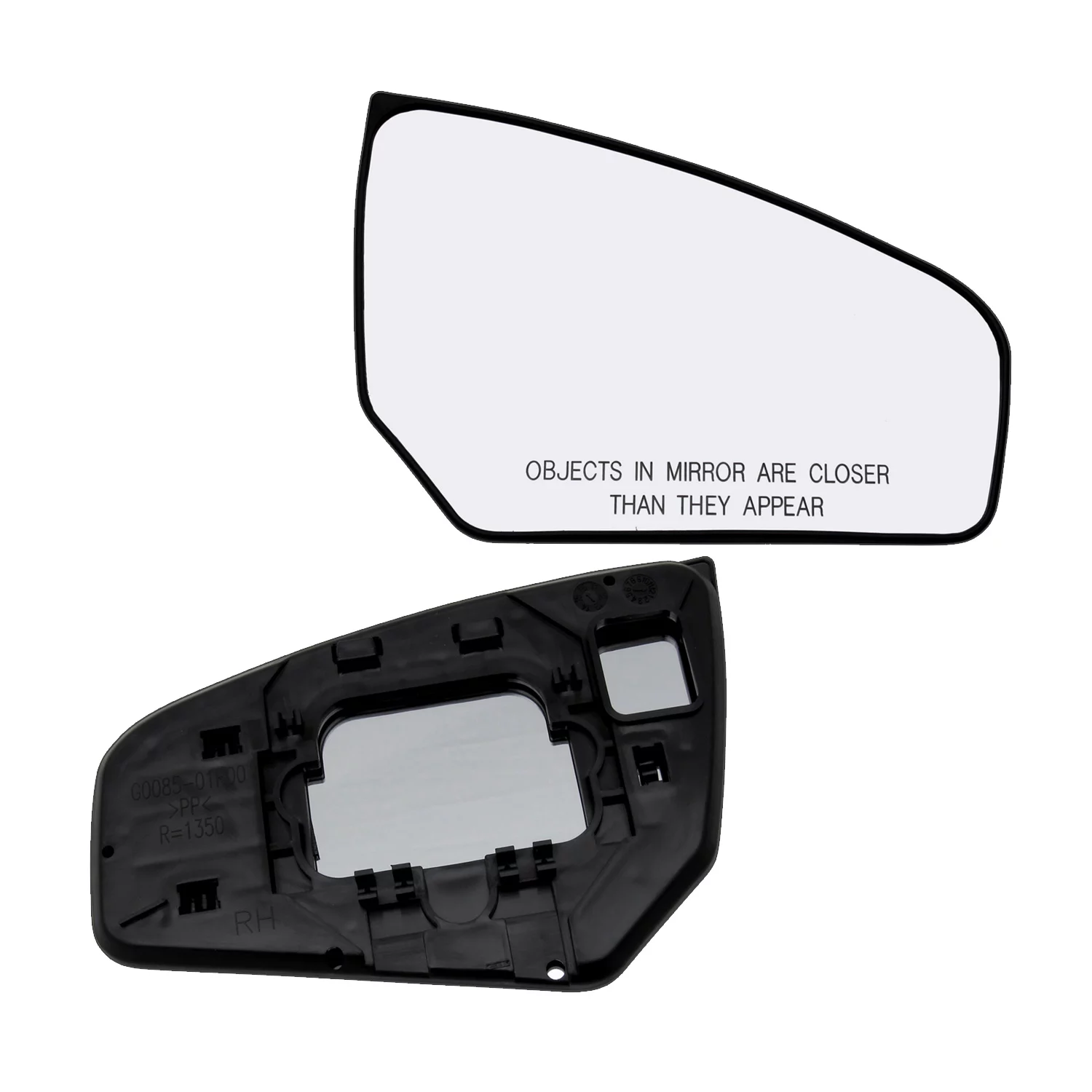 Passenger Side Door Mirror Glass Replacement with Plastic Backing Fits 2007-2012 Nissan Sentra