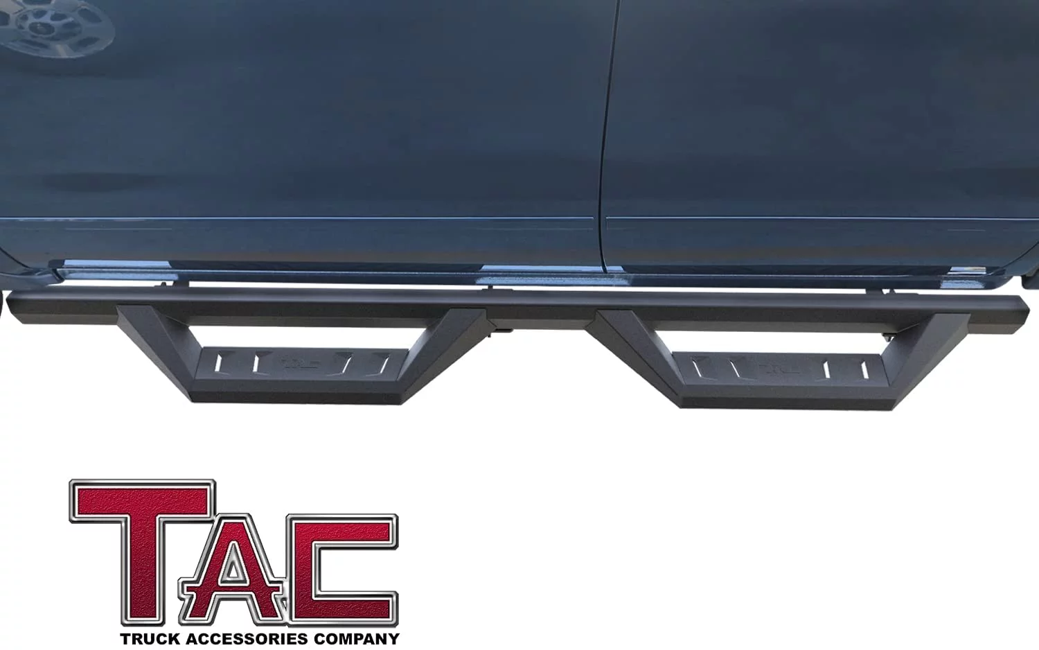 TAC Sidewinder Running Boards Fit 2007-2018 Chevy Silverado/GMC Sierra 1500|2007-2019 2500/3500 Extended Double Cab 4” Drop Side Steps Nerf Bars Rock Slider Pickup Truck Fine Texture Black