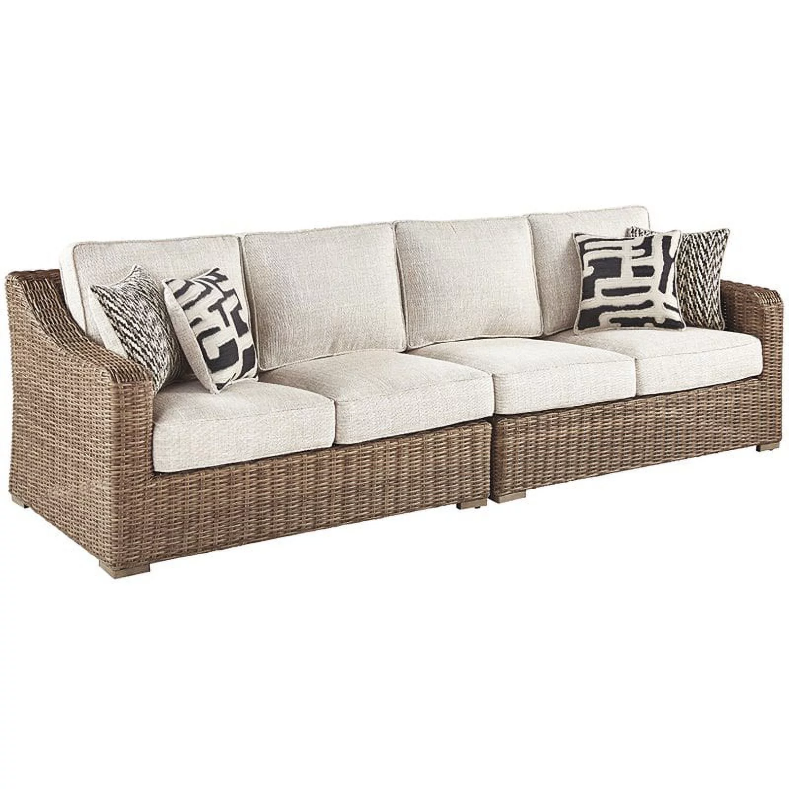 Afuera Living Contemporary 2 Piece Patio Loveseat Set in Beige