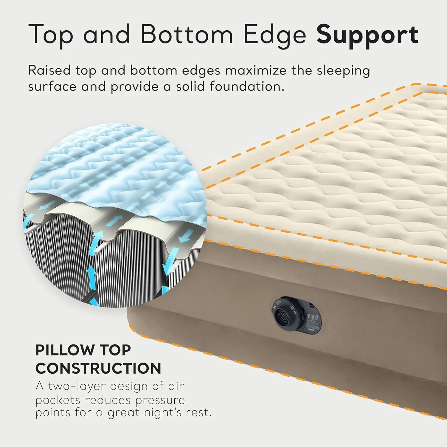 64427ED Dura-Beam Delux Ultra Plush Fiber-Tech Inflatable Air Mattress with Built-in Electric Pump, 18