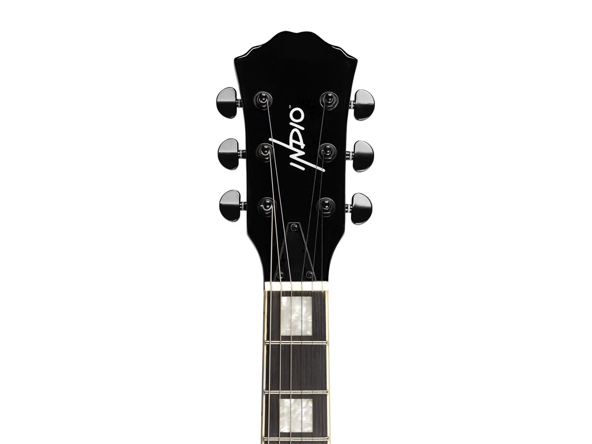 Monoprice Indio Boardwalk Flamed Maple Hollow Body Electric Guitar - Charcoal, With Gig Bag