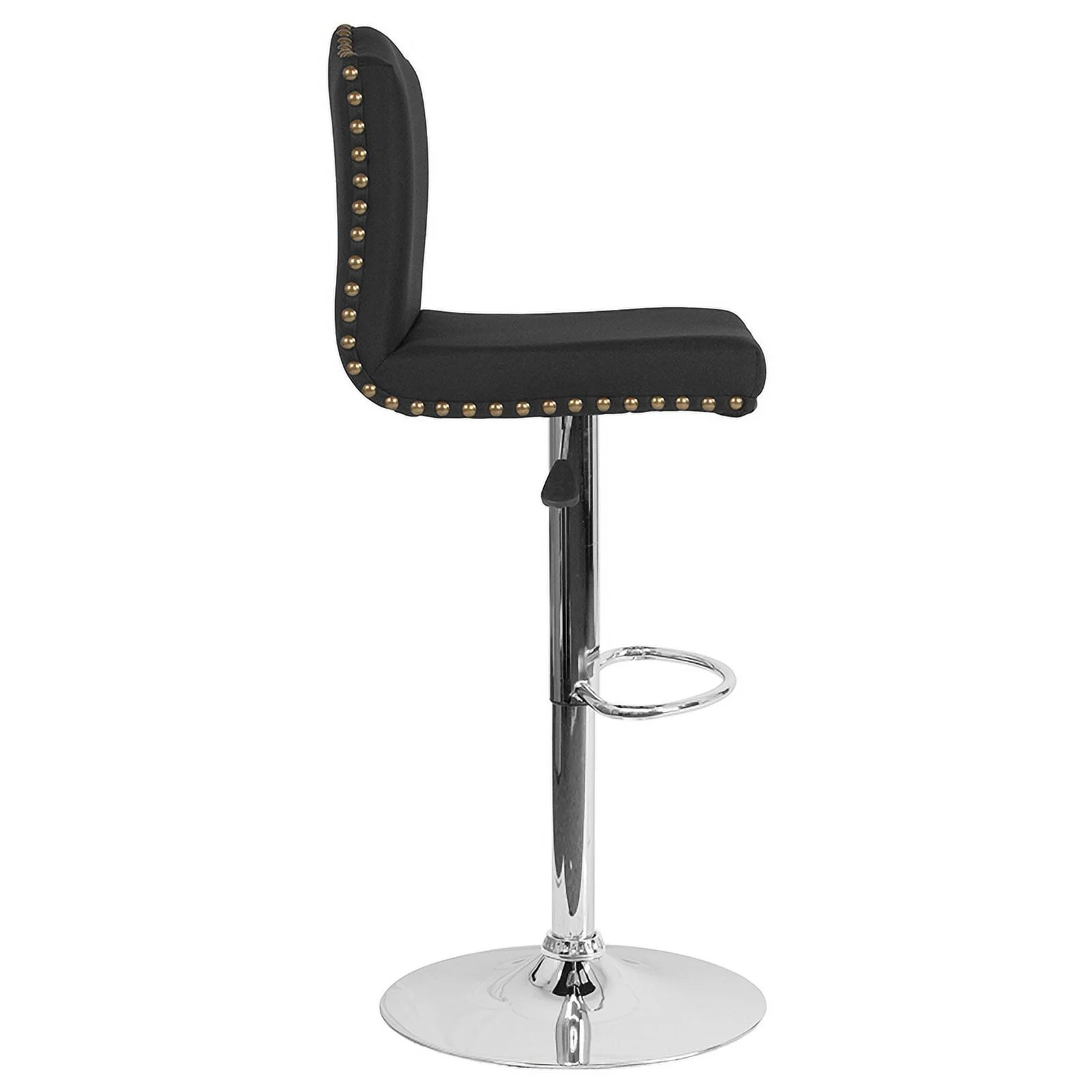 Adjustable Height Crown Back Barstool in Black Fabric