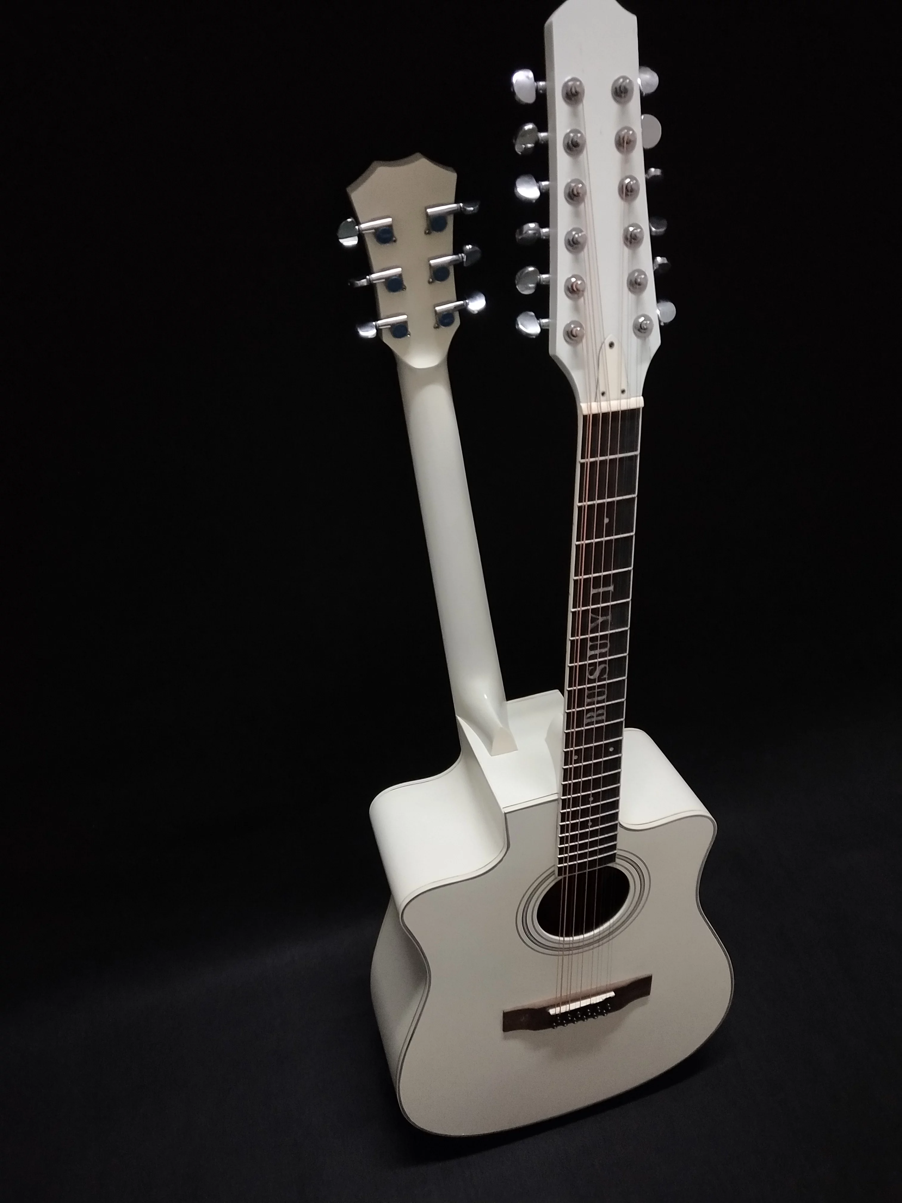 12/6 Strings Acoustic/Electric Double Neck,  Busuyi Guitar, Travel Acoustic Guitar with Classical Metal Heel 41inch Cutaway Guitar, 39inch Acoustic Guitar, Double Sided Neck Guitar, 2022 NPS +Bag