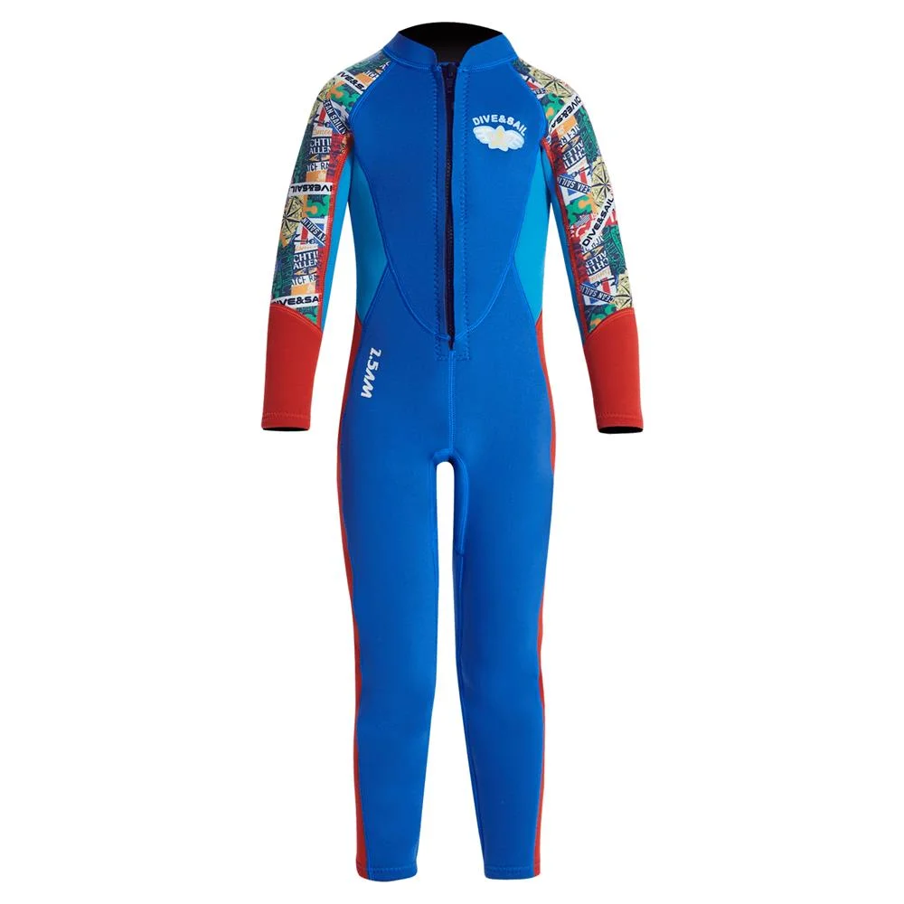 Boys 2.5mm Neoprene Keep Warm Wetsuit UV Protection Swimsuits Kids Long Sleeves Diving Suits