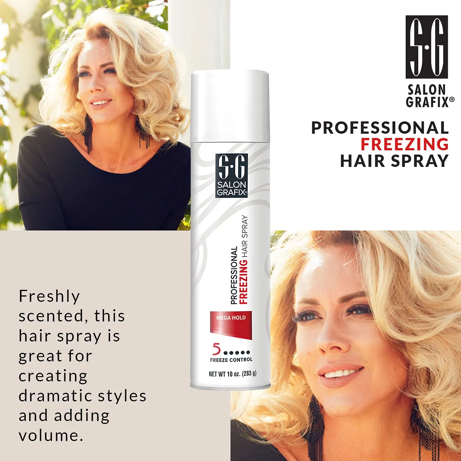 Salon Grafix Freezing Hair Spray Mega Hold 10 oz (Pack of 6)