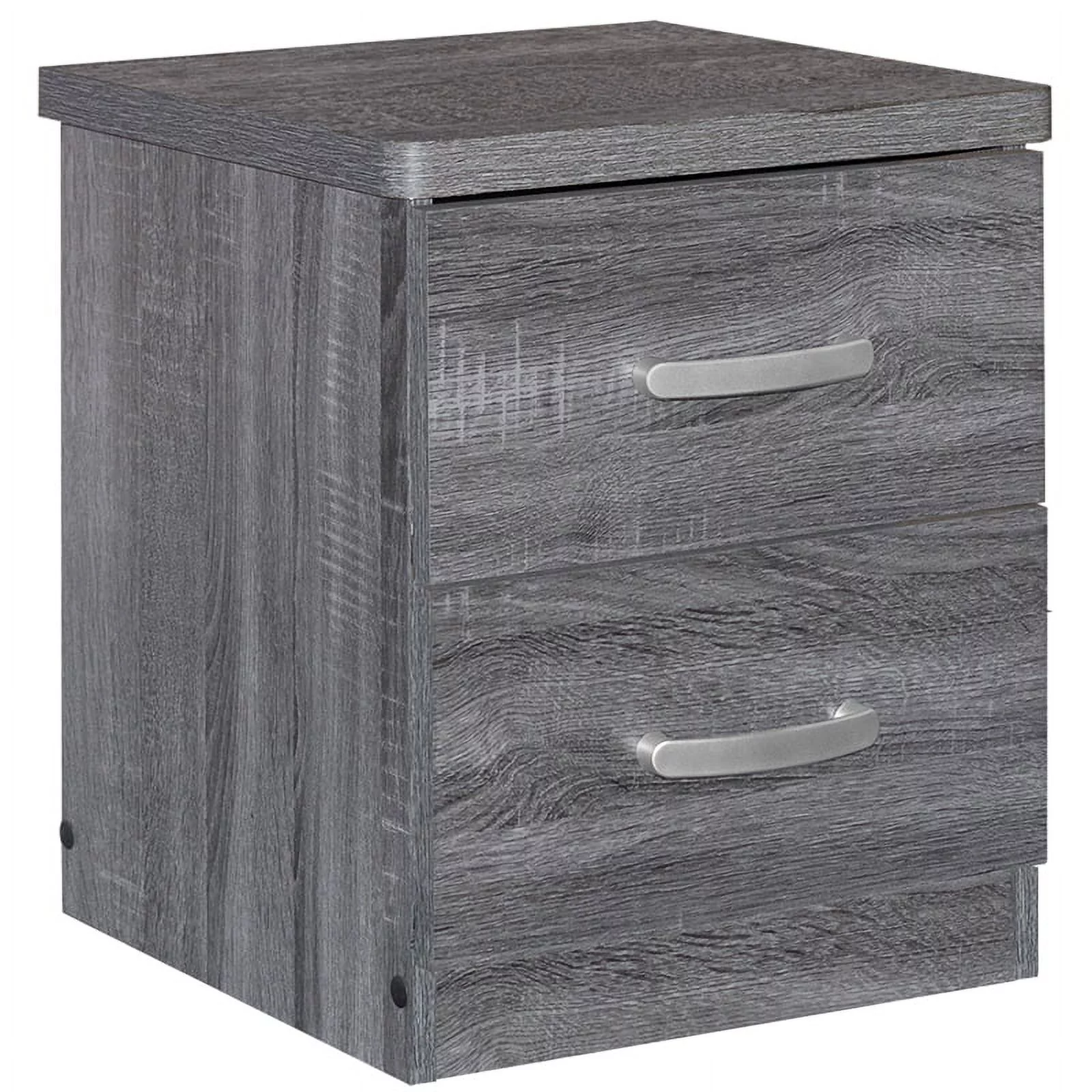 Home Square Faux Wood 2 Drawer Nightstand in Gray Finish - Set of 2