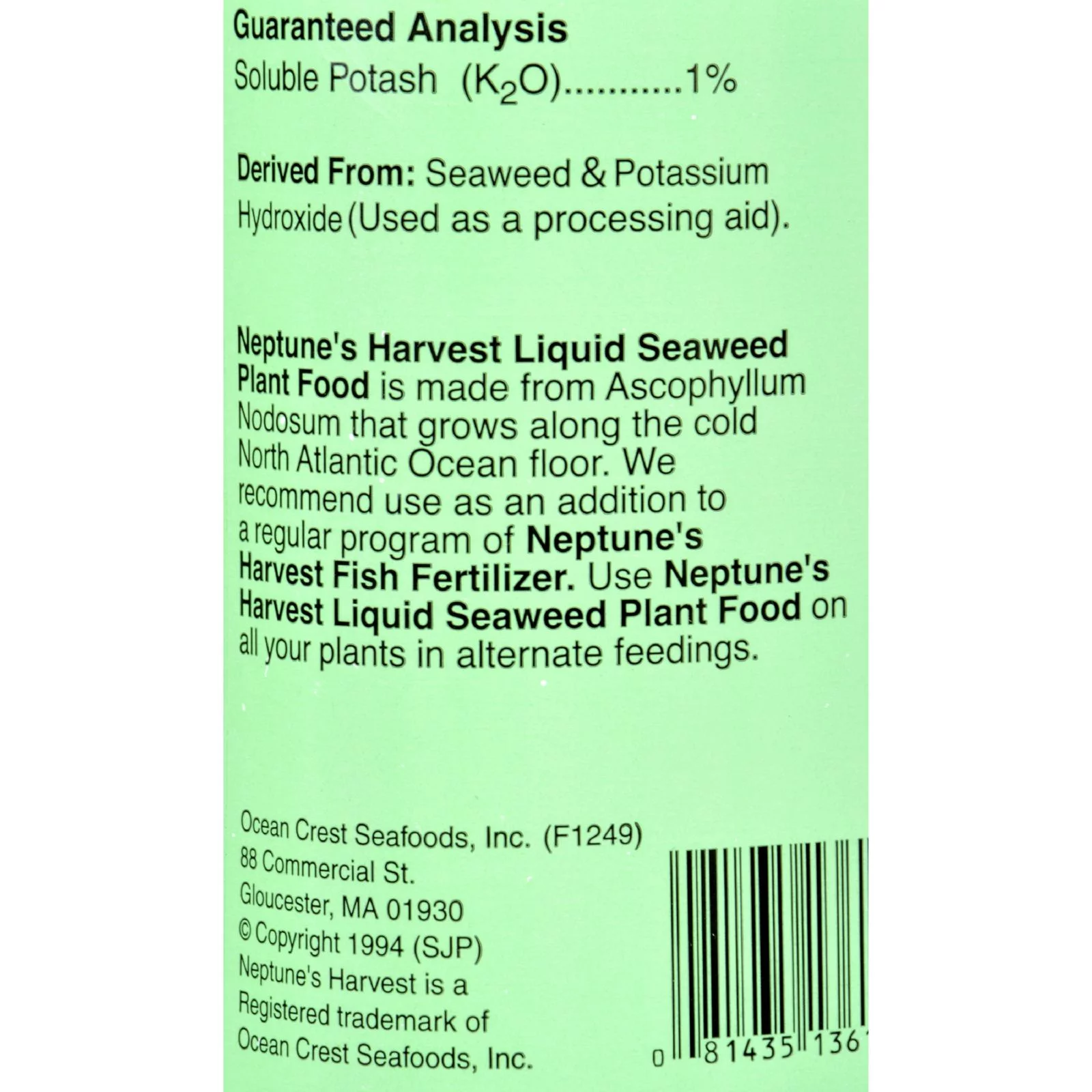 Neptune's Harvest Seaweed Organic Liquid Seaweed Plant Food Plant Food 32 oz