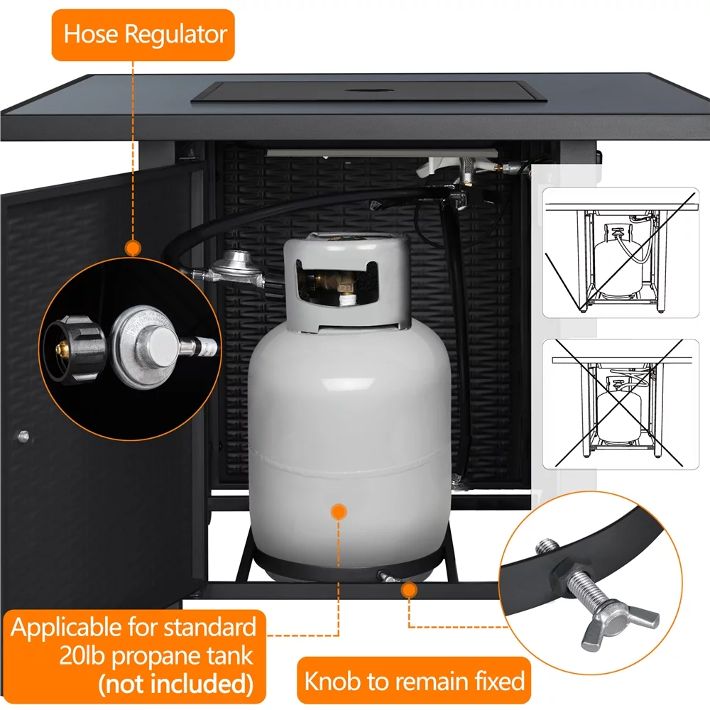 Topeakmart 30in Metal Fire Pit Table 50,000 BTU with Tempered Glass Tabletop, Glass Fire Stones & Water-resistant Cover, Propane