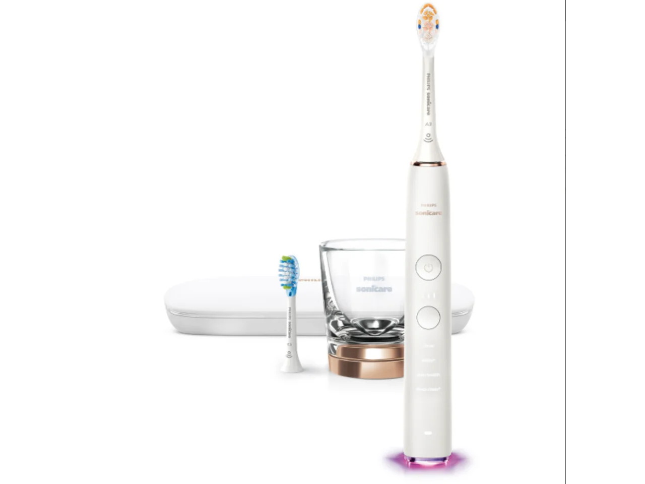 Philips Sonicare DiamondClean Smart 9300 Electric Toothbrush, Sonic Toothbrush with App, Pressure Sensor, Brush Head Detection, 4 Brushing Modes and 3 Intensity Levels, Rosegold, (HX9903/65)