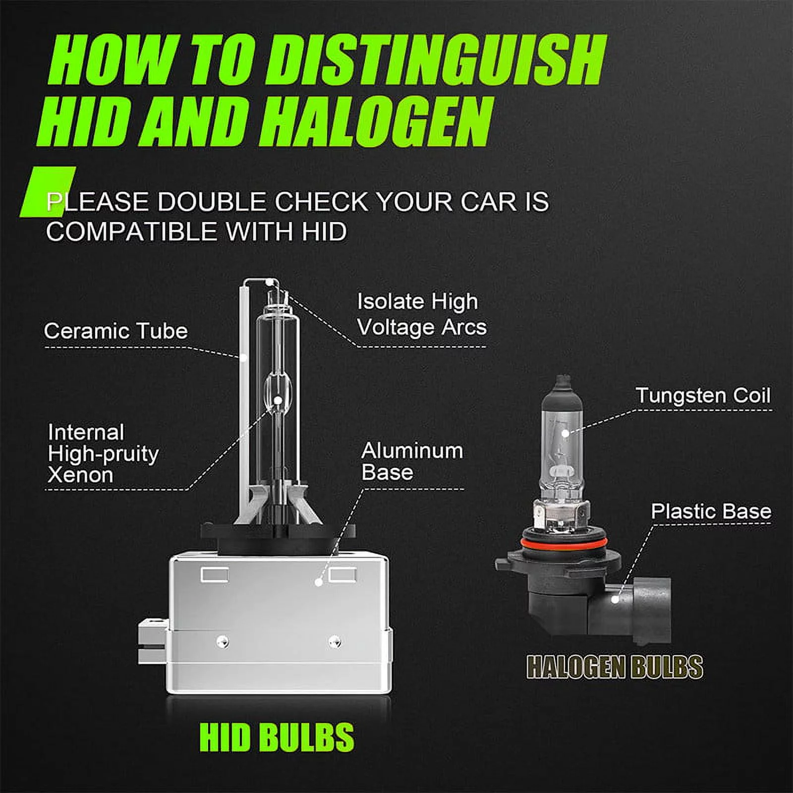 For Ford Mustang 2008-2017 HID Xenon Headlights D3S LED High/Low Beam 2pc