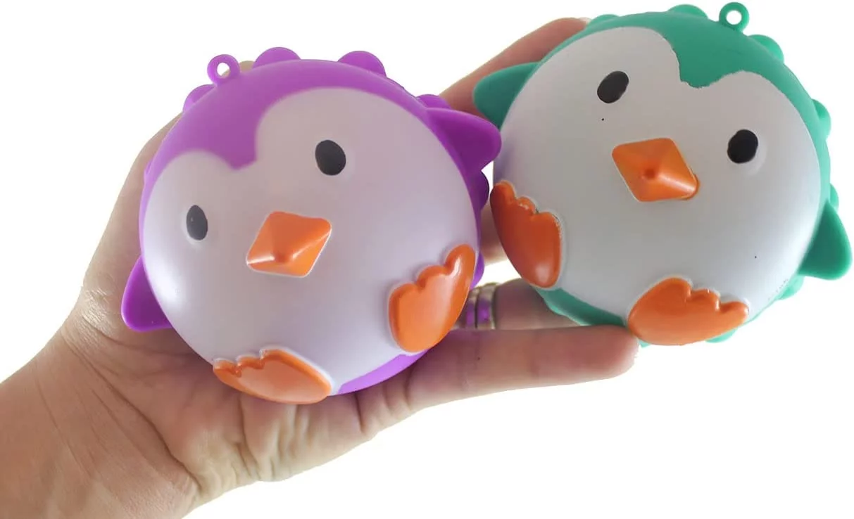 Set of 6 Penguin Bubble Pop Ball - Cute Winter Animal Bubble Poppers Squeeze to Pop - Silicone Push Poke Bubble Wrap Fidget Toy - Press Bubbles to Pop - Bubble Popper Sensory Stress Toy OT