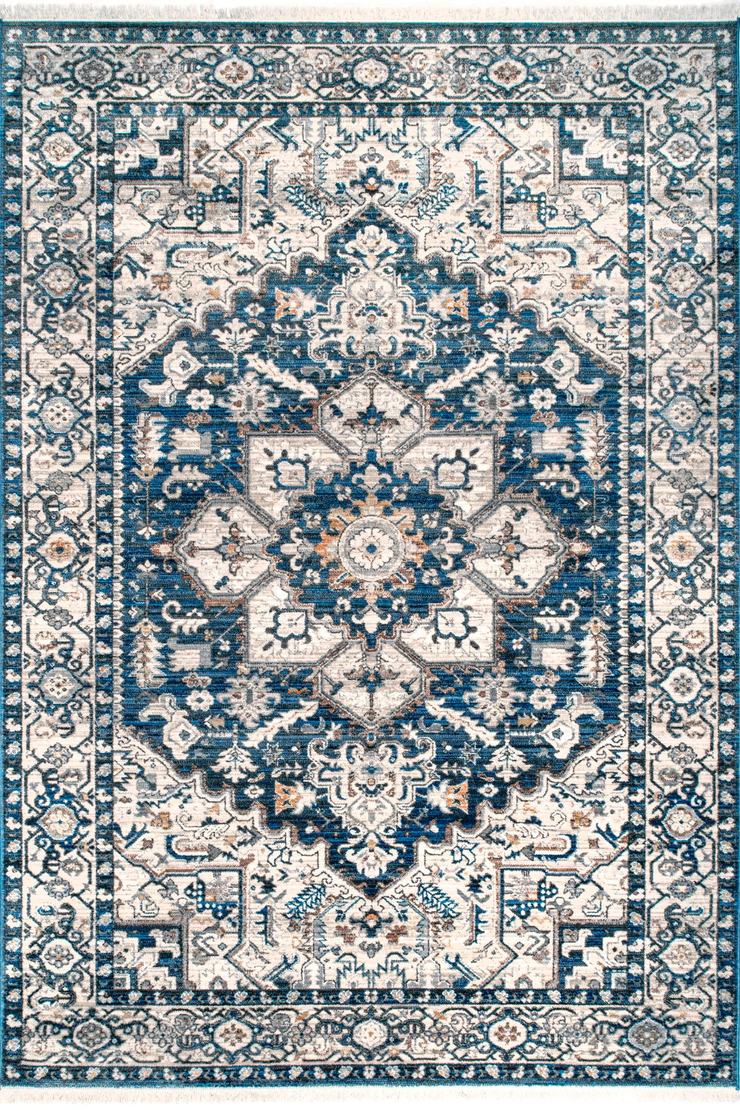 nuLOOM Nina Distressed Medallion Area Rug, 8' x 10', Blue