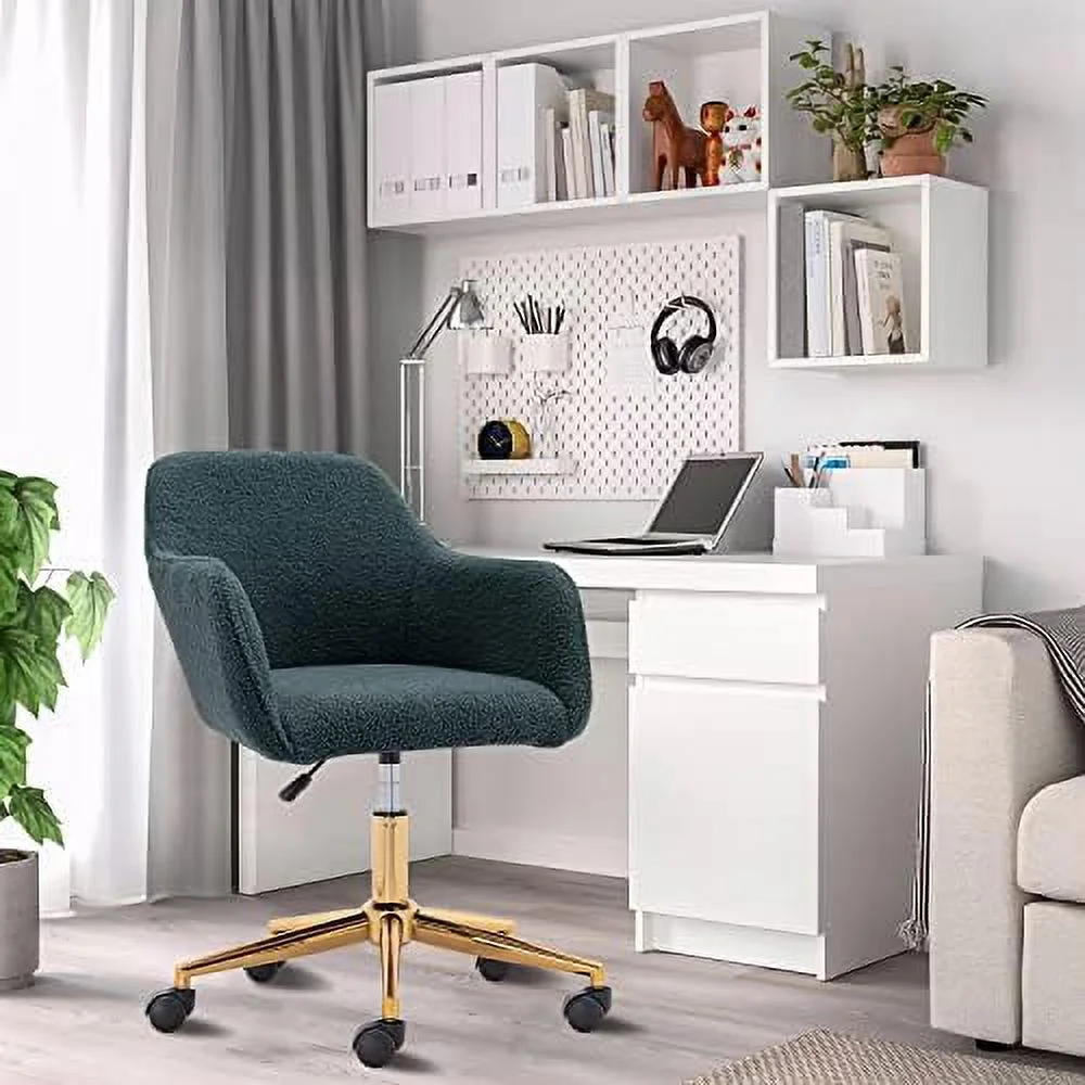 TJCGDTY Desk Chair Fluffy Chair Height Adjustable - Office Chair Vanity Chair with Wheels  Computer Chair Cute Desk Chairs Fuzzy Chair  for Women  Faux Fur Chair Swivel Chair