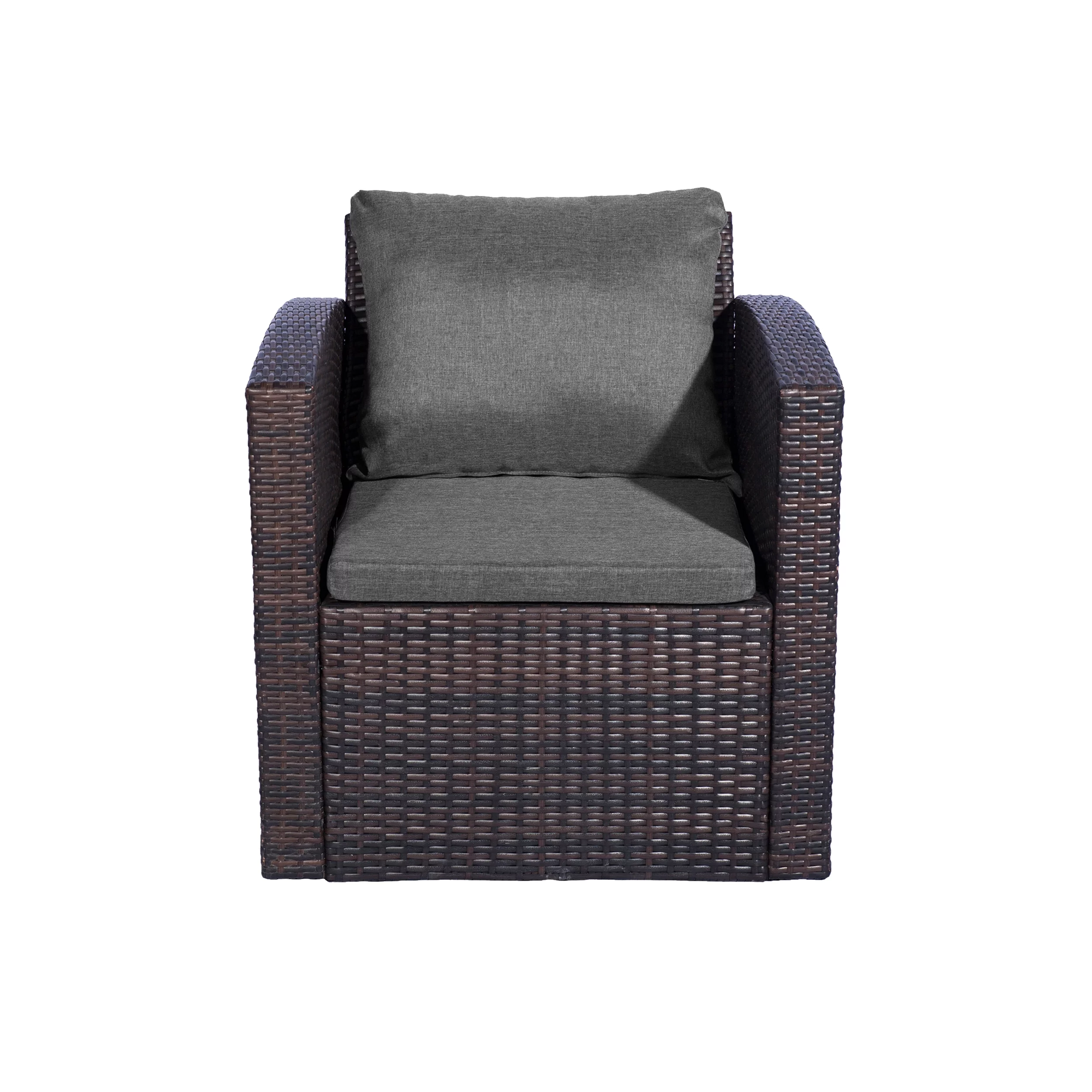 WestinTrends 4-Piece Outdoor Patio Conversation Sofa Set with Back Cushions, Brown/Gray